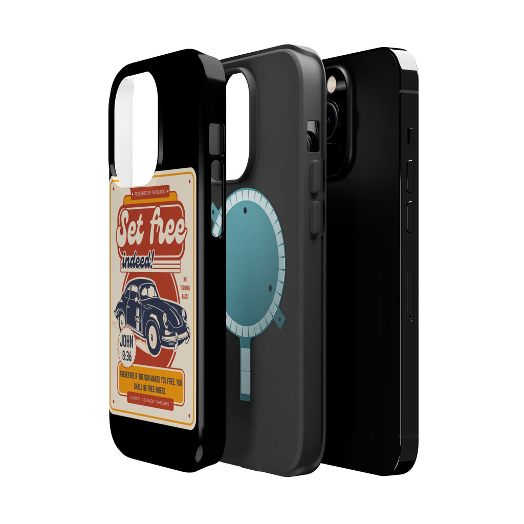 Men's 'Set free indeed' Vintage Graphic Phone Case — Magnetic Impact-Resistant