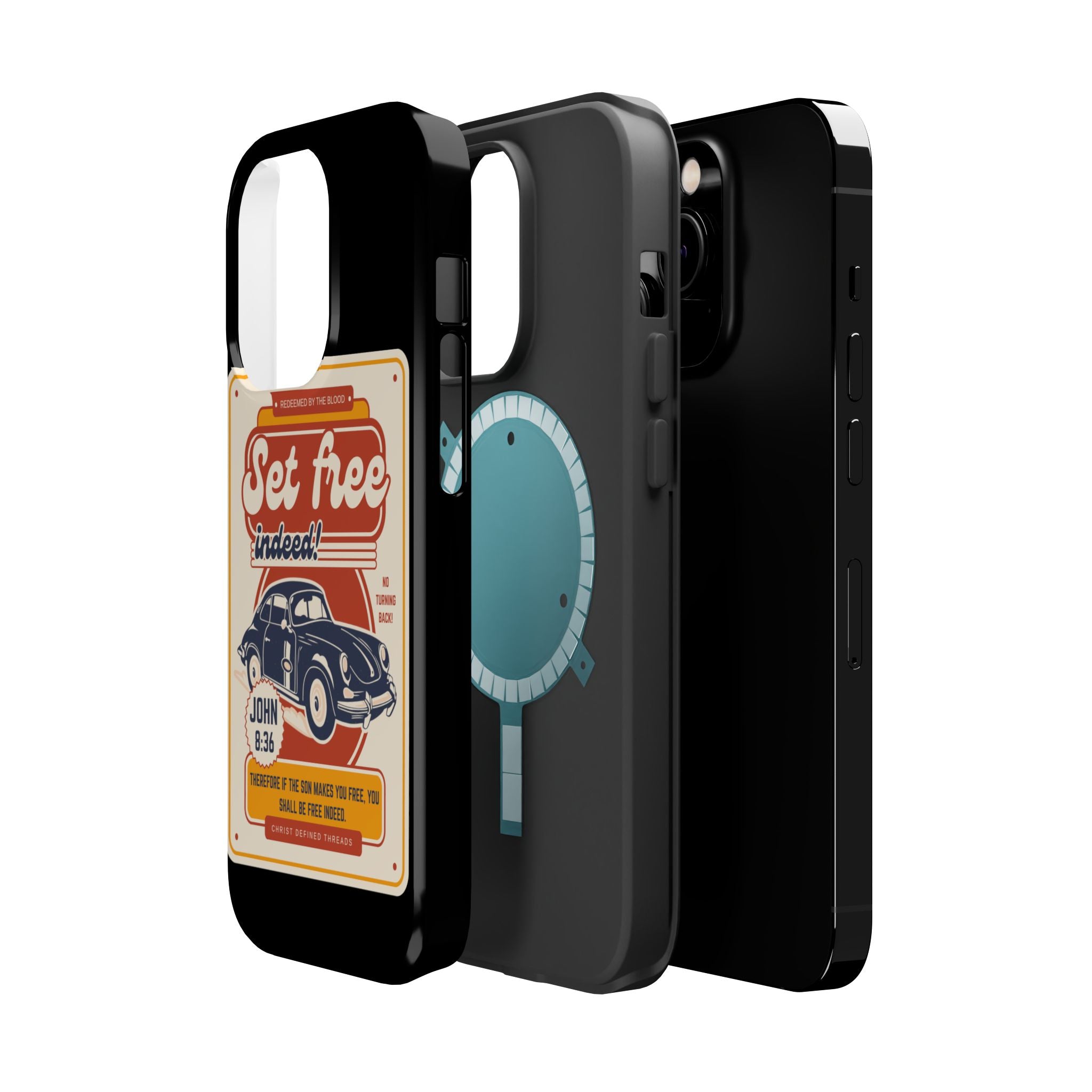 Men's 'Set free indeed' Vintage Graphic Phone Case — Magnetic Impact-Resistant