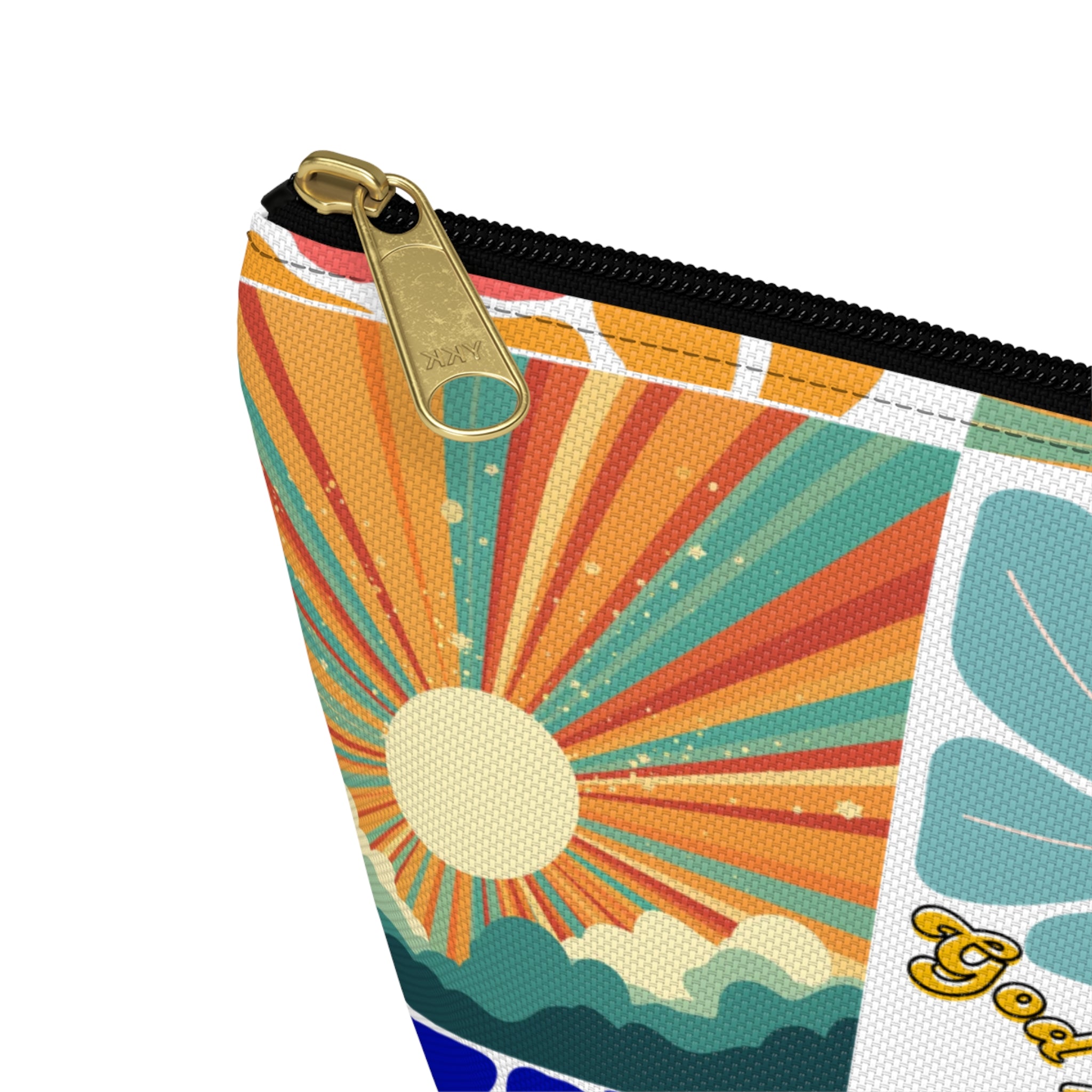 Retro Floral Sunrays Accessory Pouch — Colorful Sunrays T‑Bottom Bag