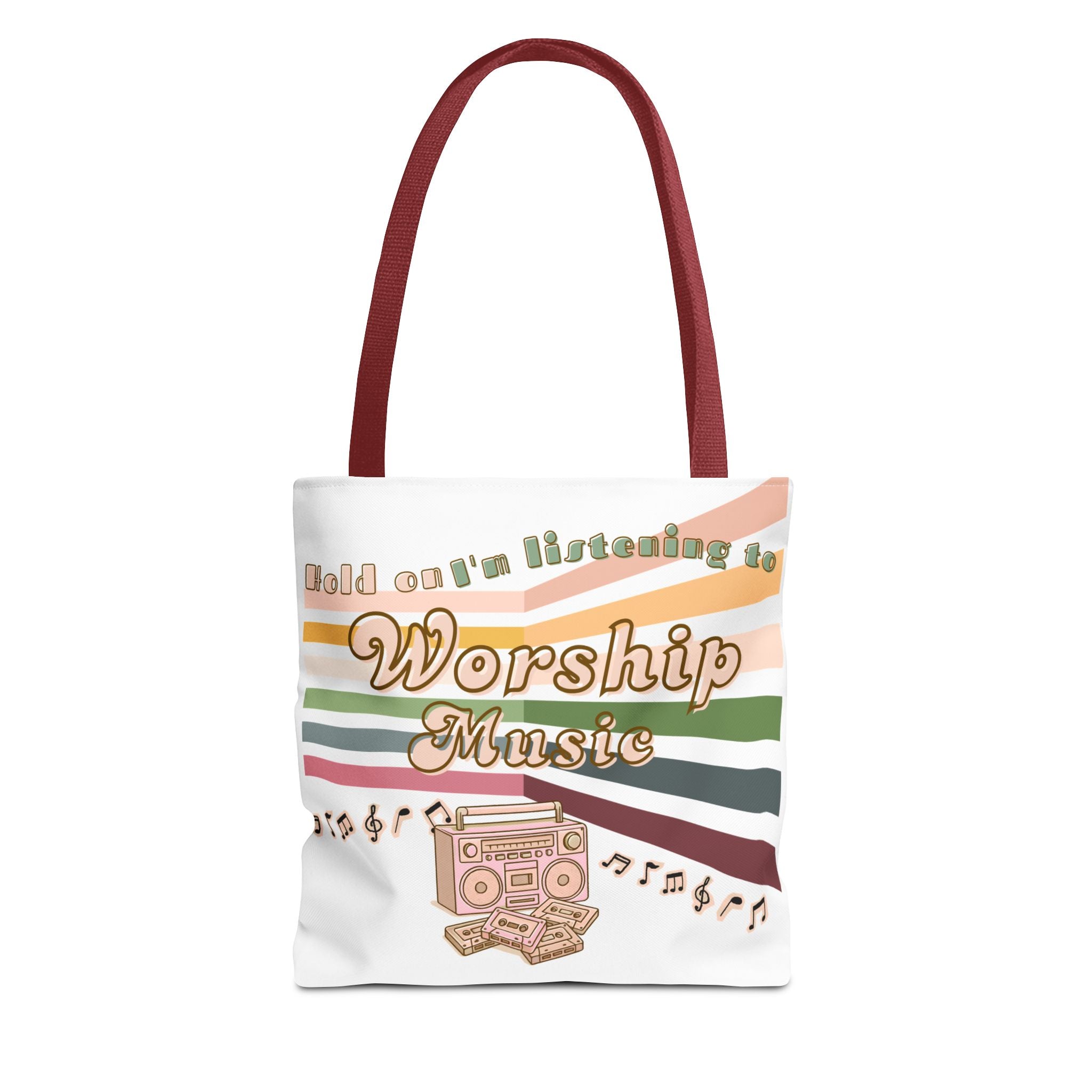 Worship Music Tote Bag – Faith-Inspired Retro Boombox Design