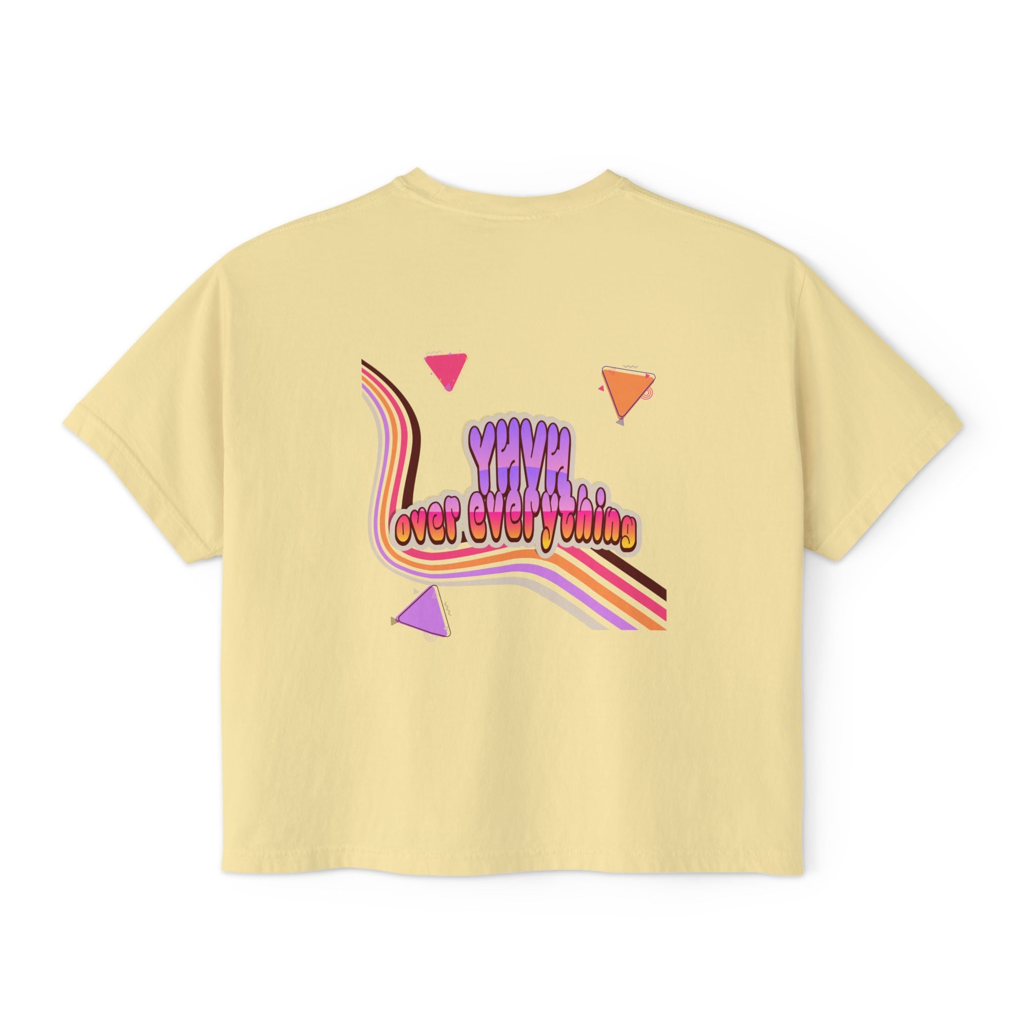 Retro 'YHVH over everything' Boxy Tee — Women's 90s Vibe Graphic T-Shirt