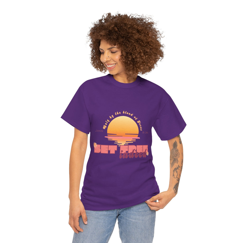 Women's 'Set free indeed' John 8:36- Heavy Cotton Tee