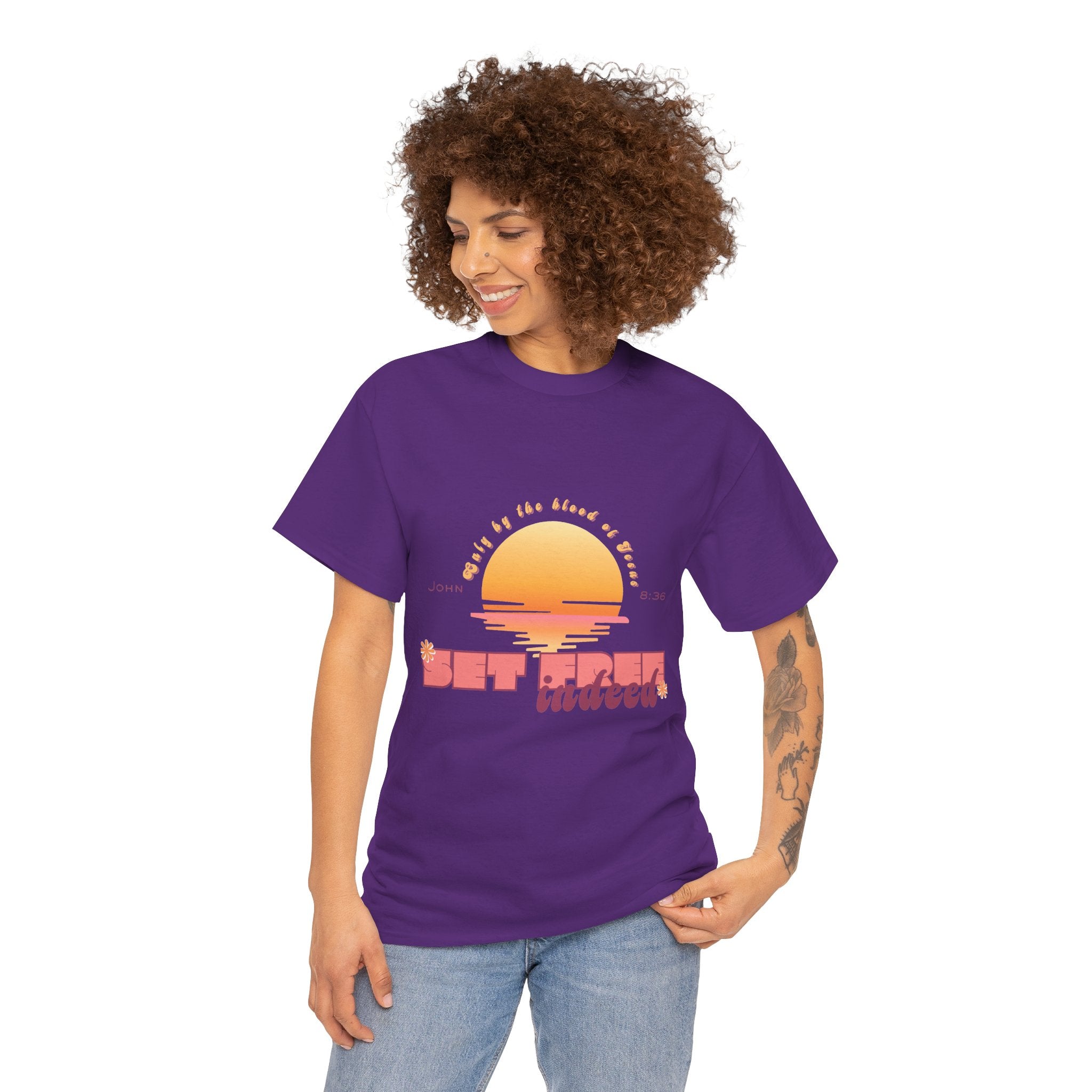 Women's 'Set free indeed' John 8:36- Heavy Cotton Tee