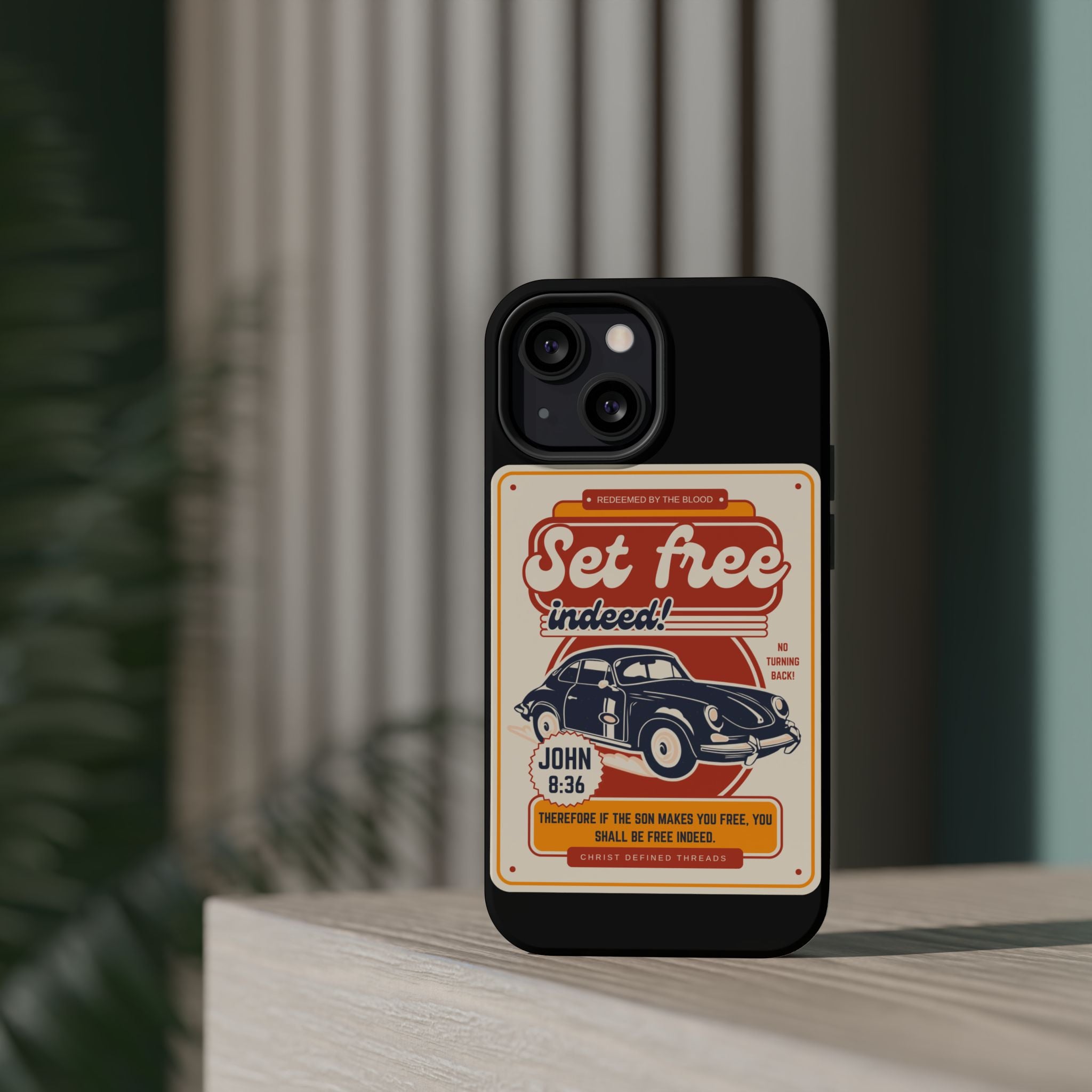 Men's 'Set free indeed' Vintage Graphic Phone Case — Magnetic Impact-Resistant