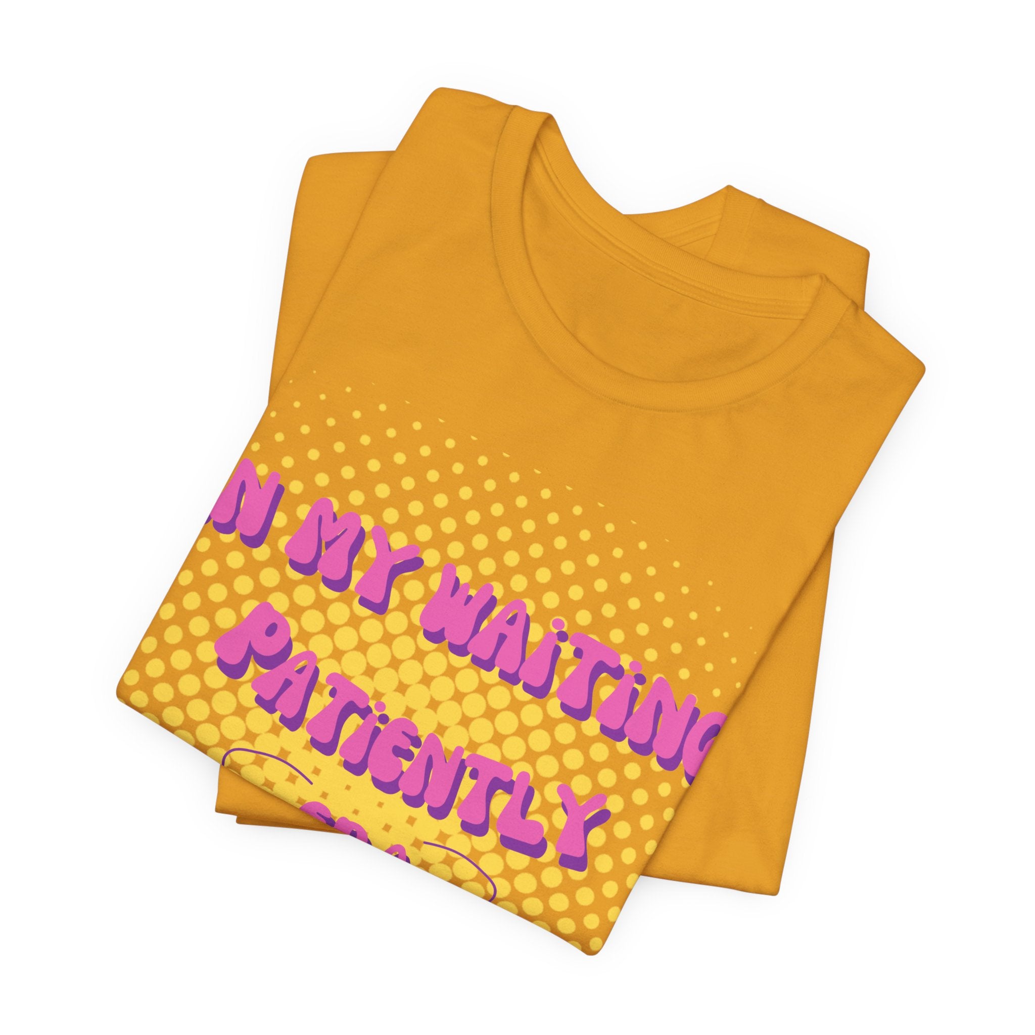 Women's 'In my Waiting Patiently Era' Tee - Yellow Graphic Jersey Short Sleeve