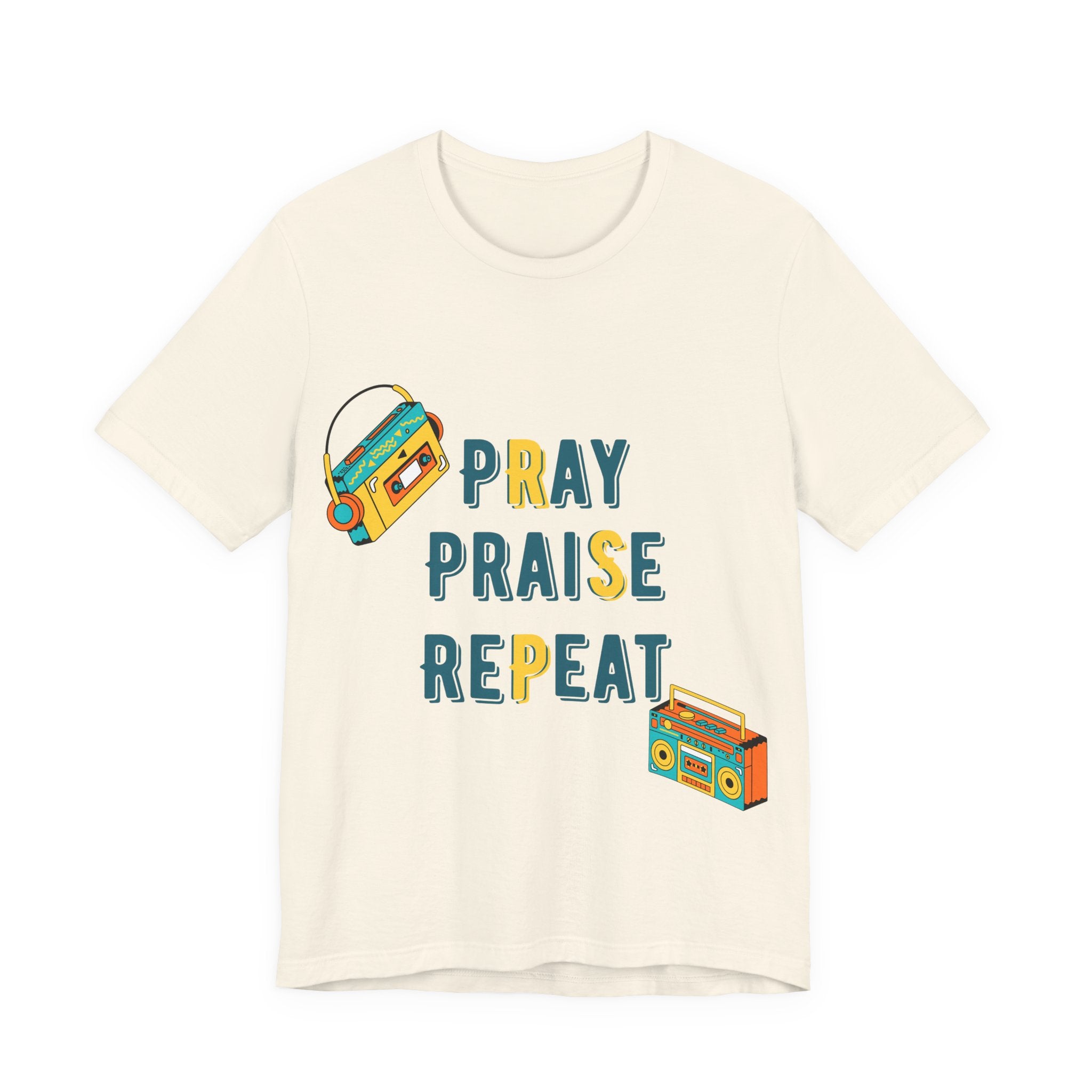 Men's Pray Praise Repeat T-Shirt — Vintage Boombox Christian Tee