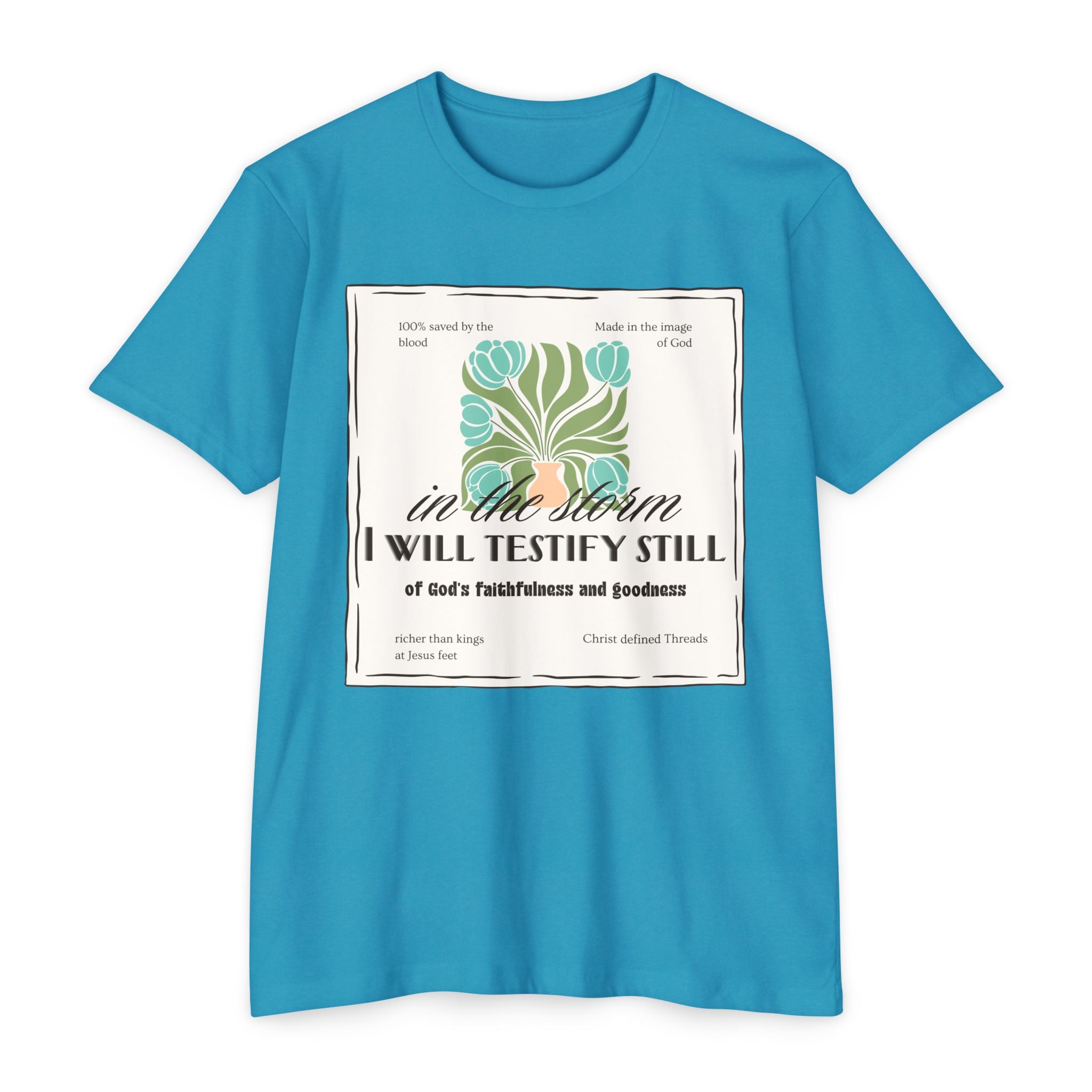 Women's  Faith Graphic T-Shirt — "In the Storm I Will Testify Still" Christian Tee