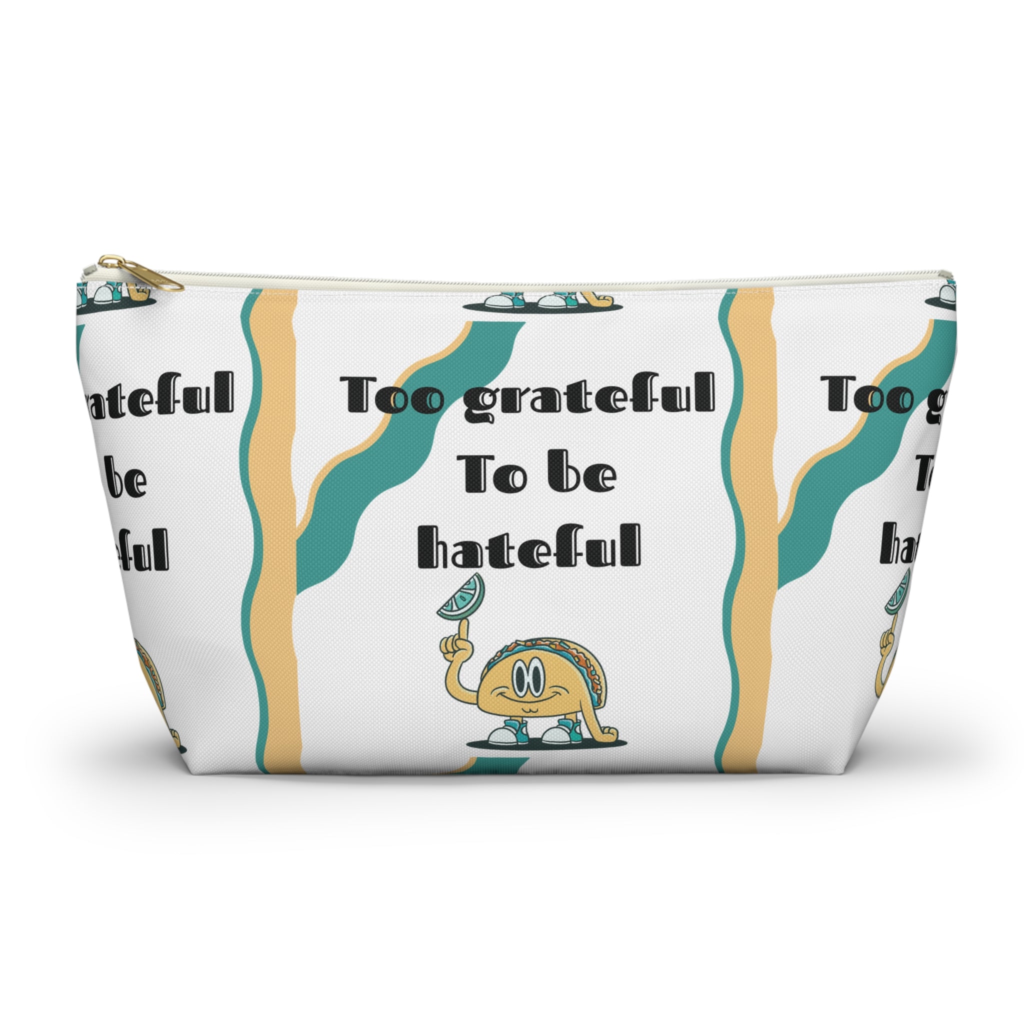 Too Grateful To Be Hateful Accessory Pouch — Retro Smiley Bag