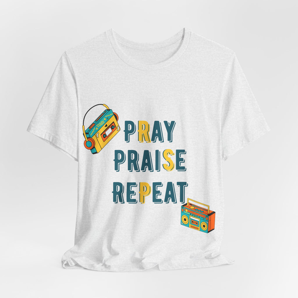 Men's Pray Praise Repeat T-Shirt — Vintage Boombox Christian Tee
