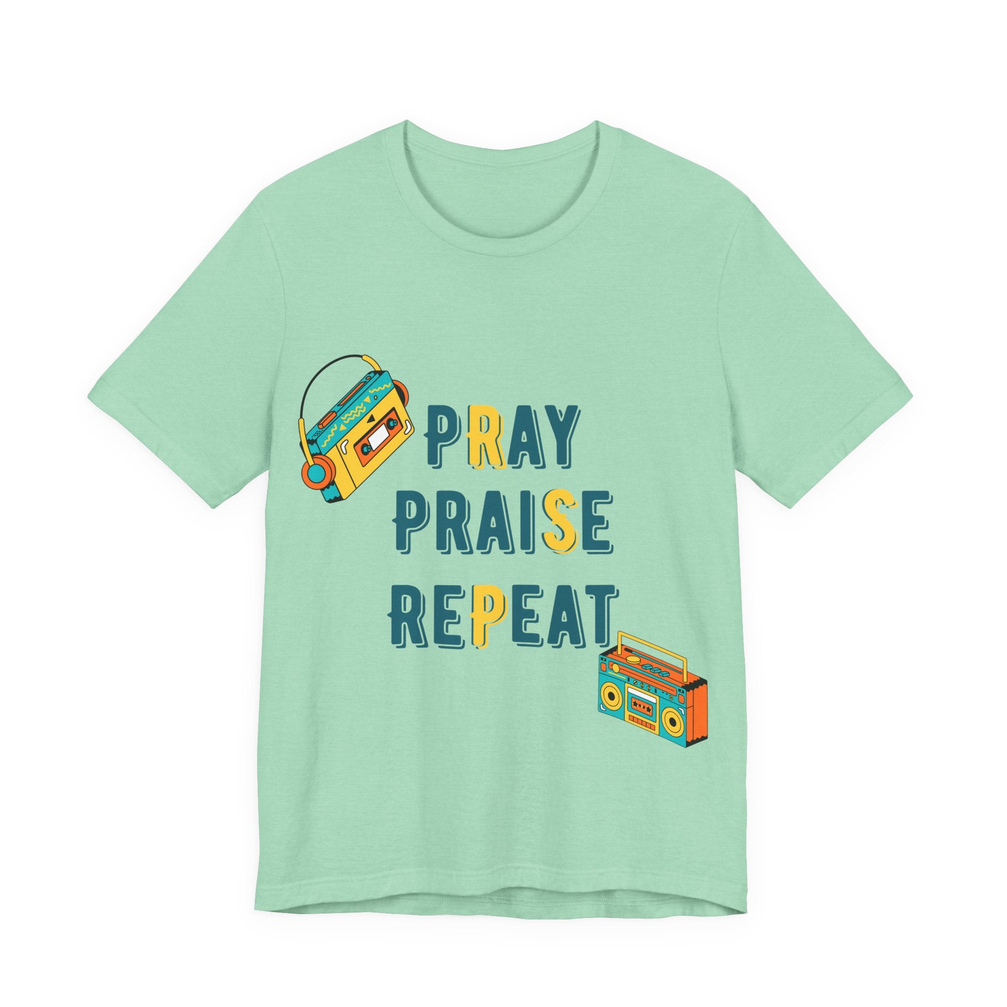 Men's Pray Praise Repeat T-Shirt — Vintage Boombox Christian Tee