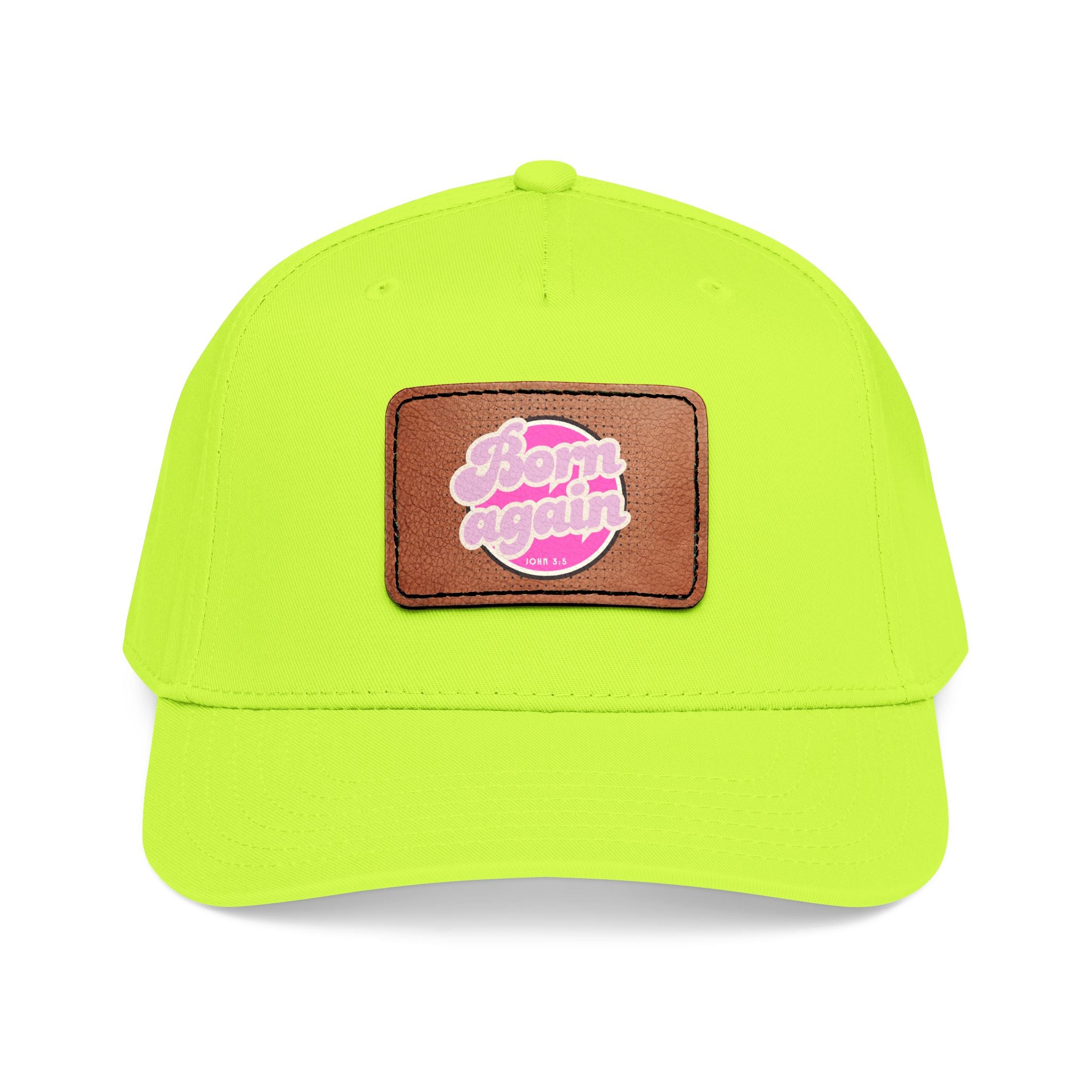 Women's 'Born Again' Leather Patch Baseball Cap — Retro Pink Logo Mid-Profile Hat