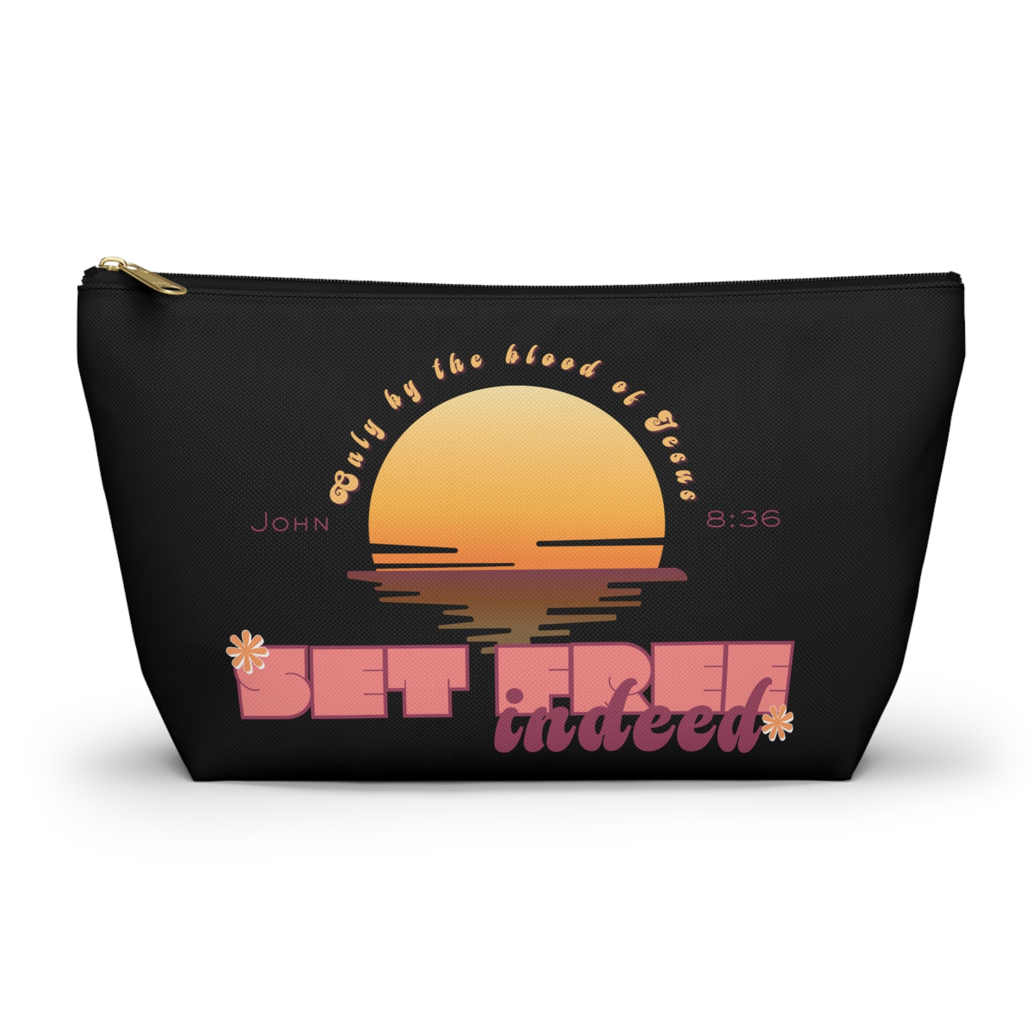 Women's 'Set free indeed'  — Sunset Accessory Pouch