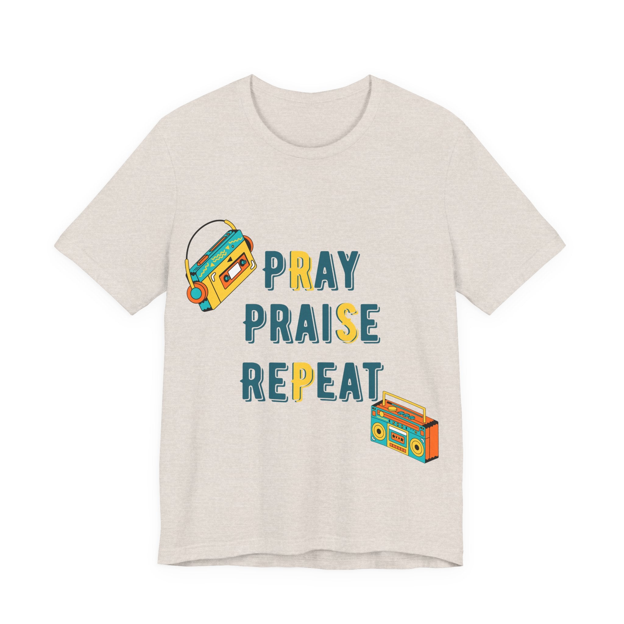 Men's Pray Praise Repeat T-Shirt — Vintage Boombox Christian Tee