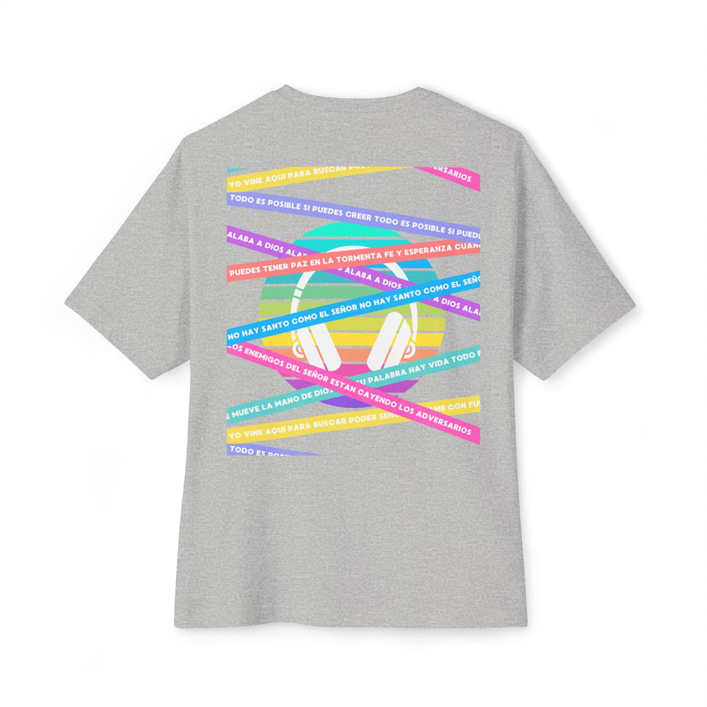 Woman's Spanish Music Tee (Música Cristiana letras)— Oversized Boxy with Colors