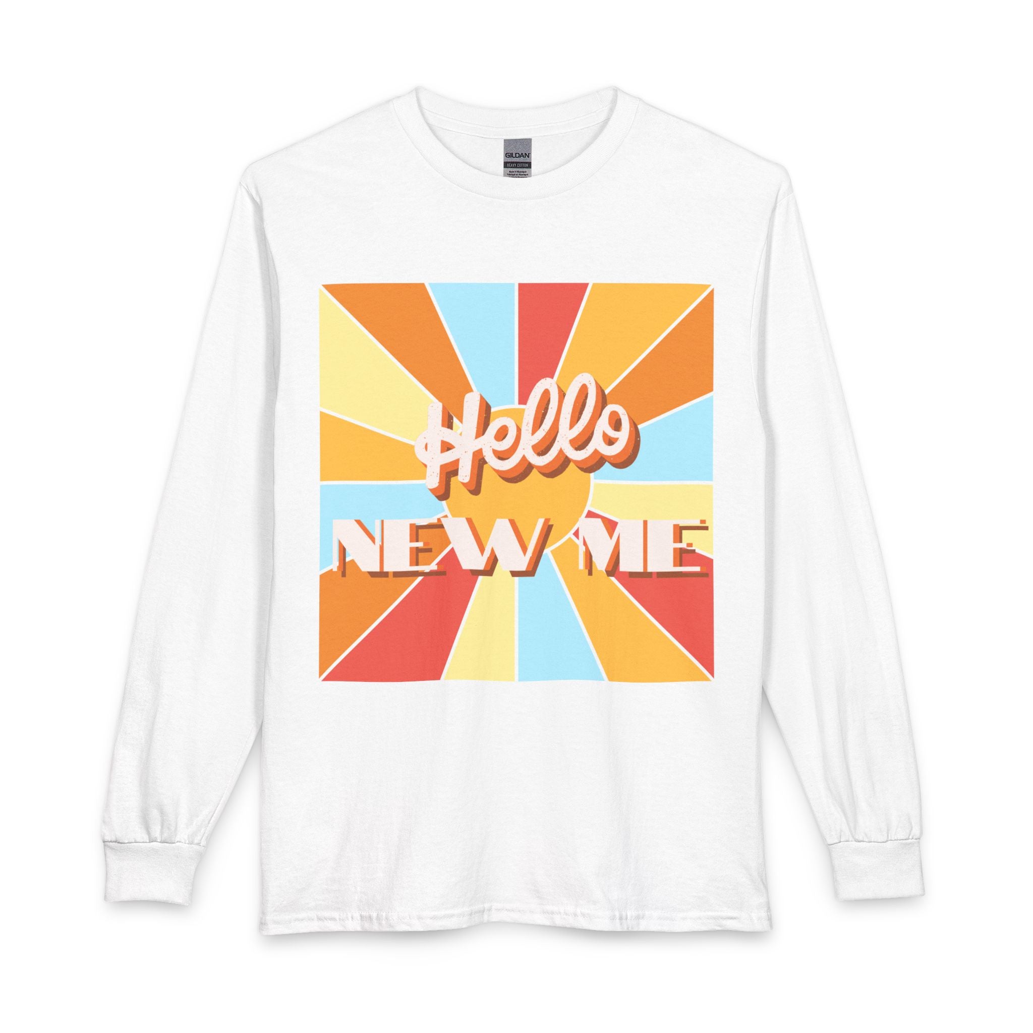 Men's Long Sleeve  — "Hello New Me" Christian Made New in Christ Inspirational Shirt