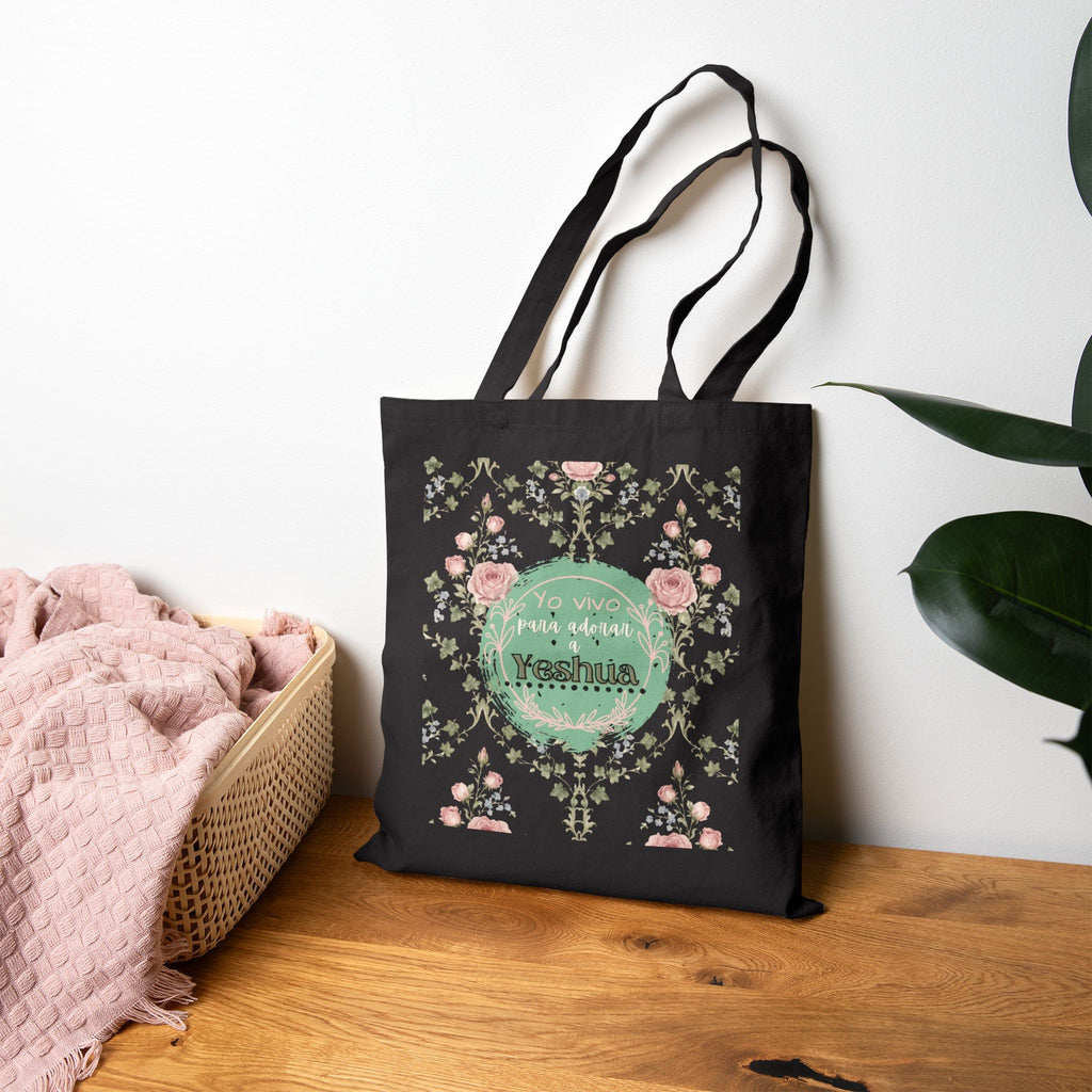 Bolsa Floral Vintage para Mujeres — 'Yo vivo para adorar a Yeshua'
