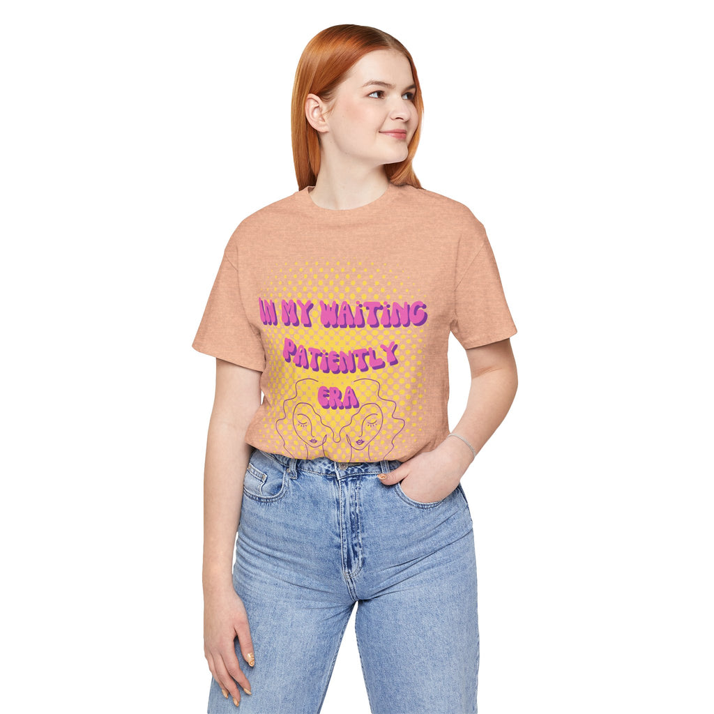 Women's 'In my Waiting Patiently Era' Tee - Yellow Graphic Jersey Short Sleeve