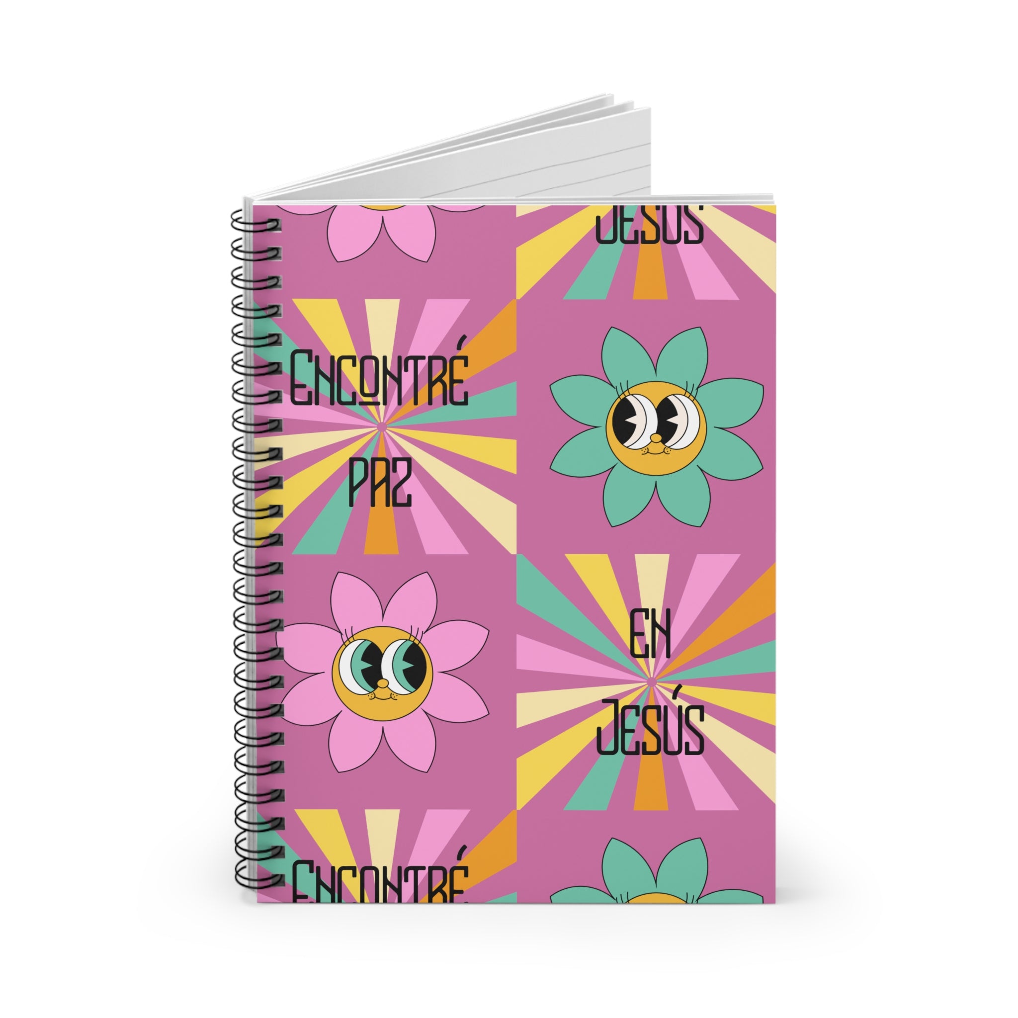 Encontré paz en Jesús libro de escribir — Floral Retro Ruled Journal