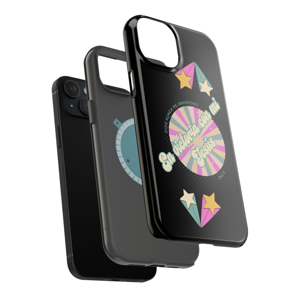 Mujeres Cover de Telefono Magnético e Impacto Resistente— "En Victoria con mi Jesús" Retro Star Design