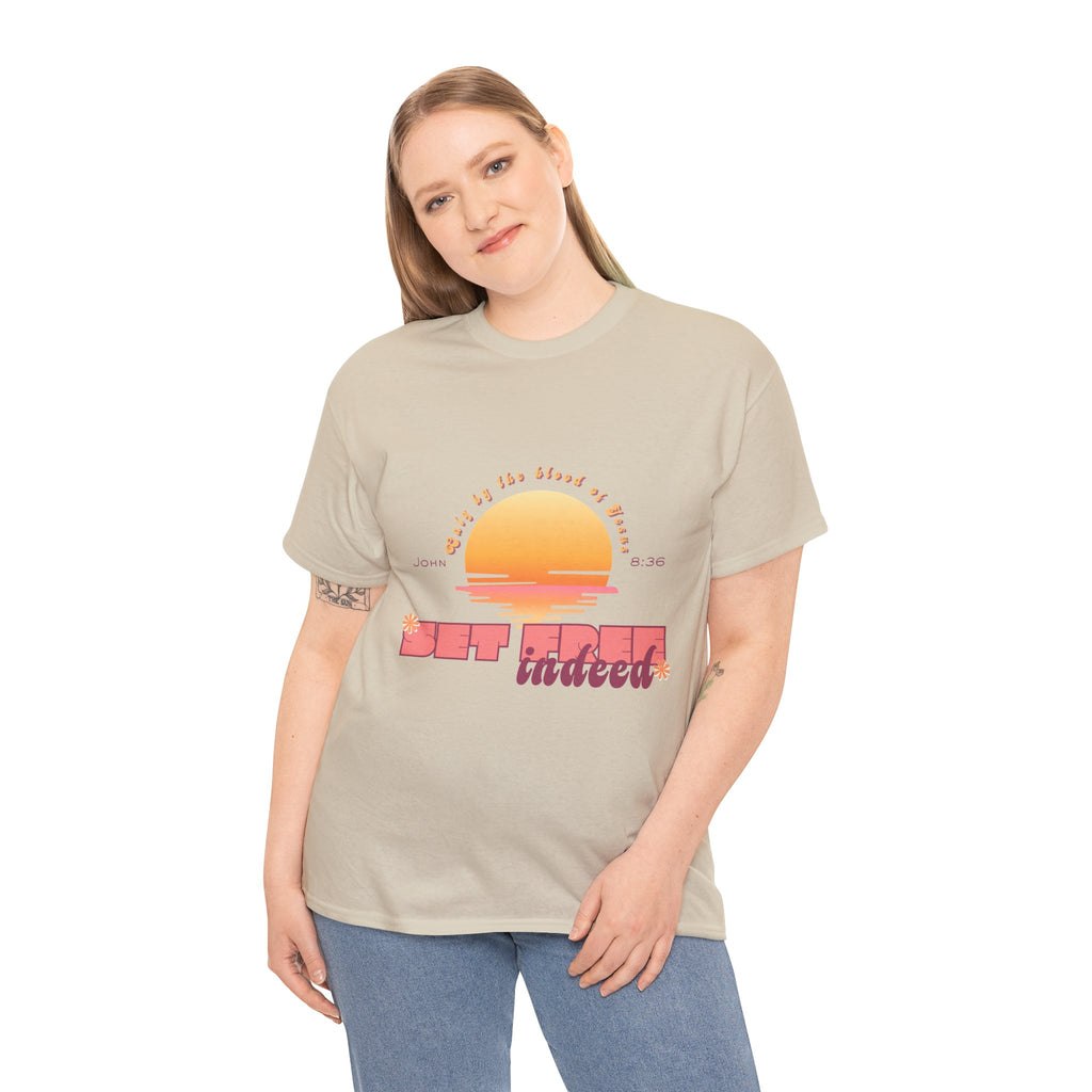 Women's 'Set free indeed' John 8:36- Heavy Cotton Tee
