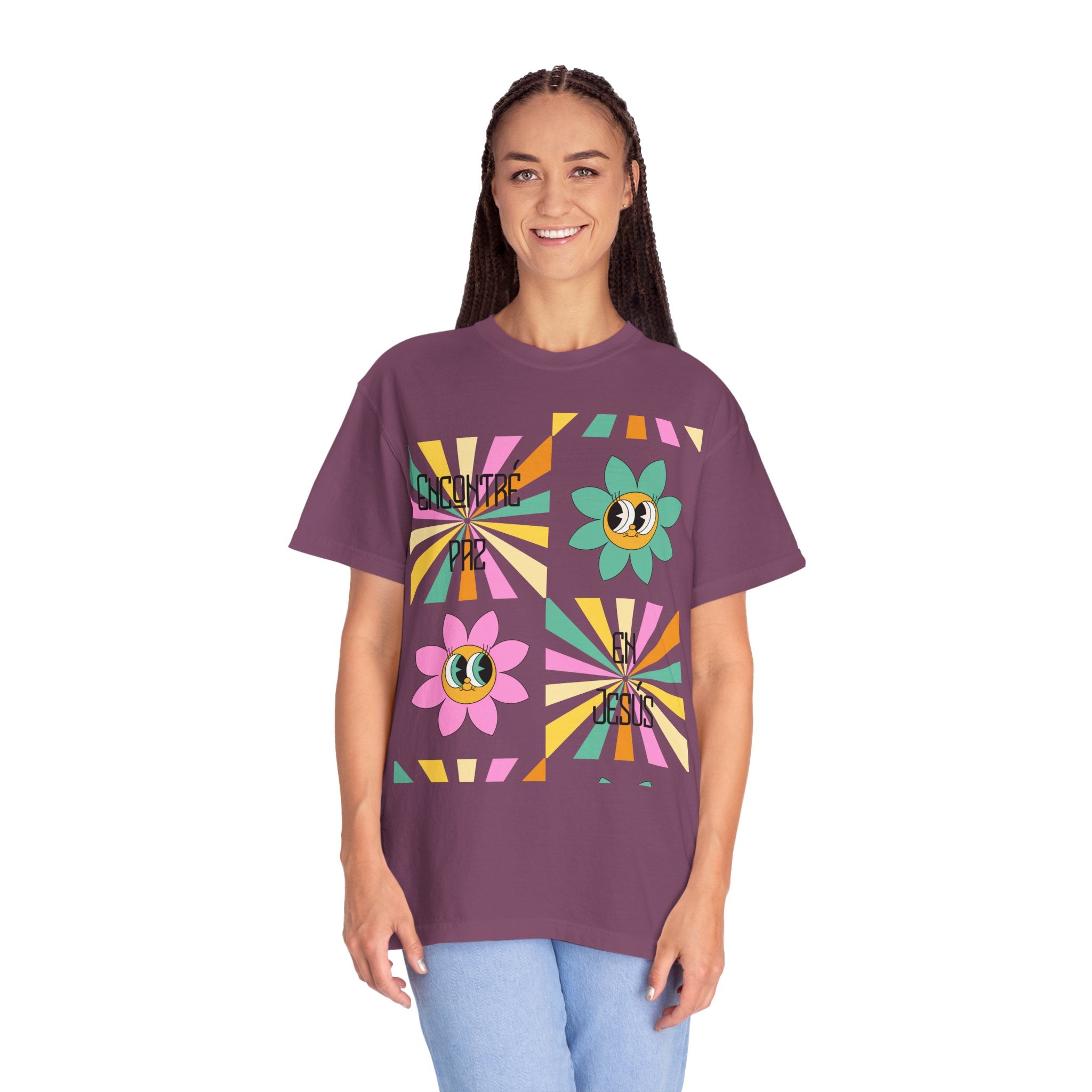 Woman's Spanish "Encontré paz en Jesús"- Camisa Retro Español