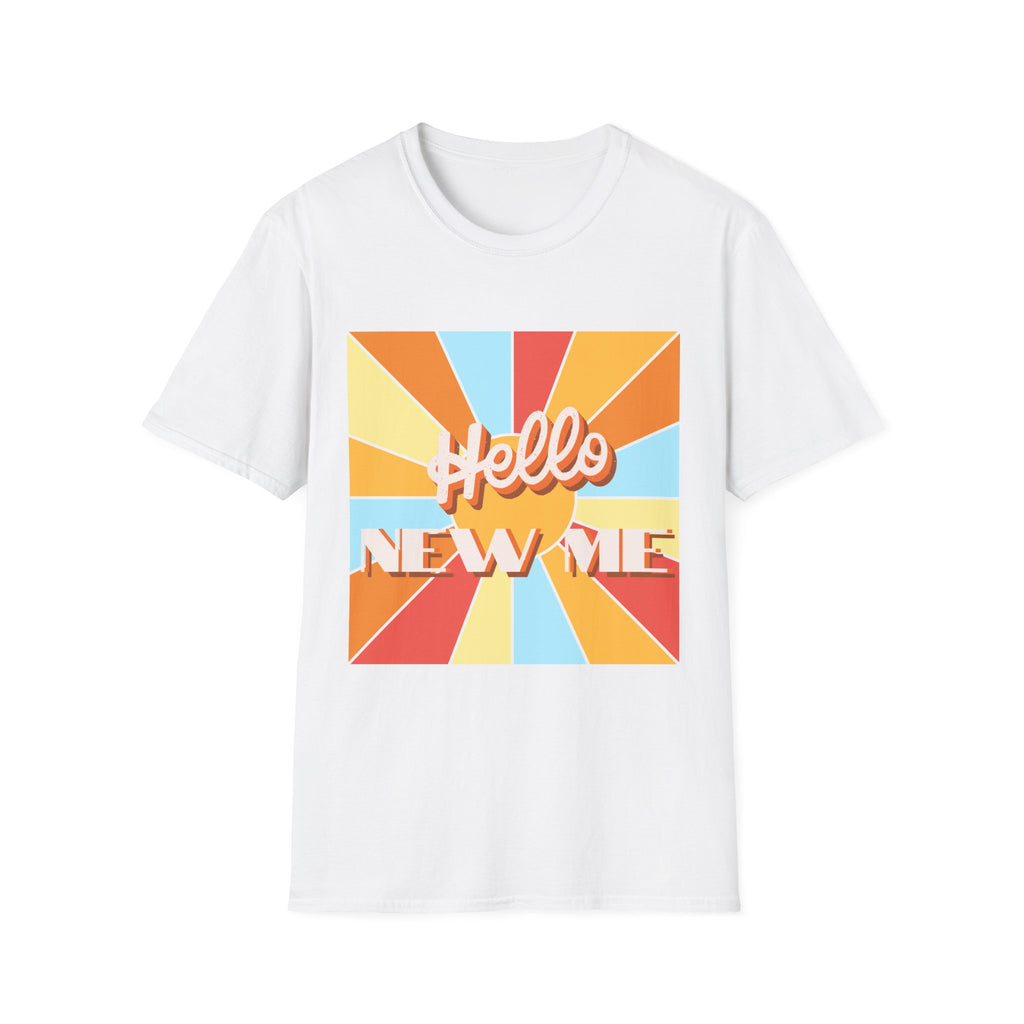 Men's Hello New Me Retro Tee — BACK: 2 Corinthians 5:17
