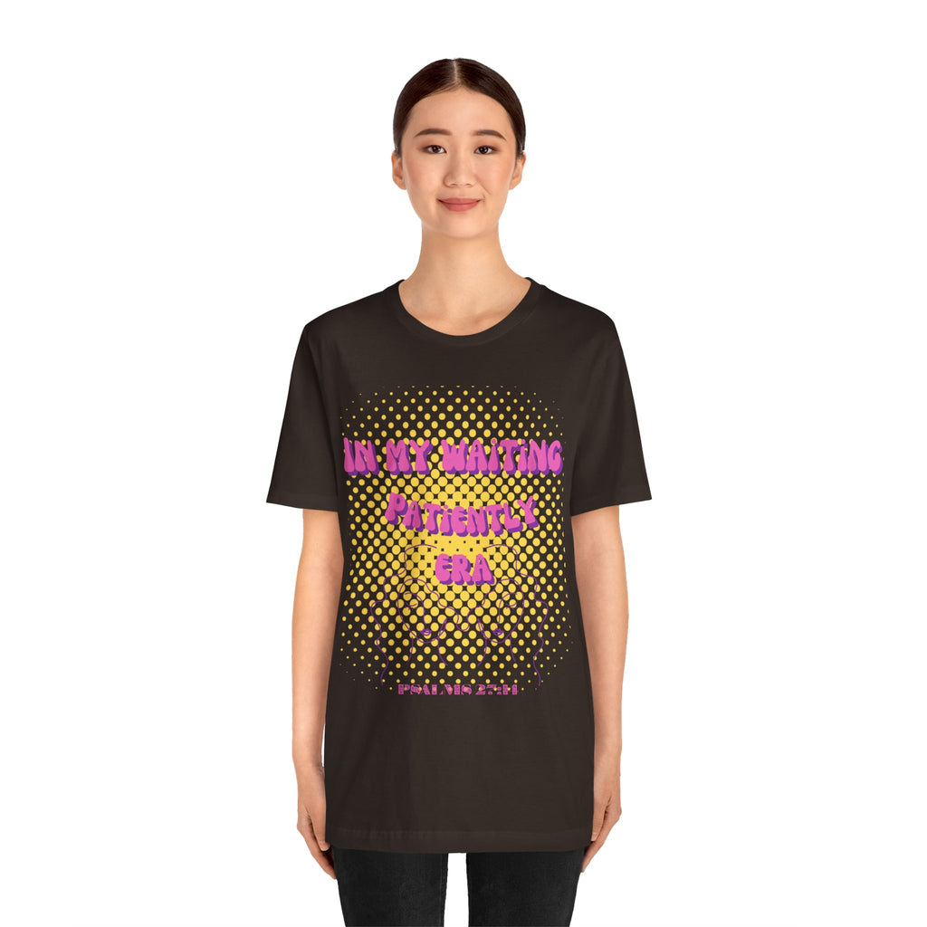 Women's 'In my Waiting Patiently Era' Tee - Yellow Graphic Jersey Short Sleeve