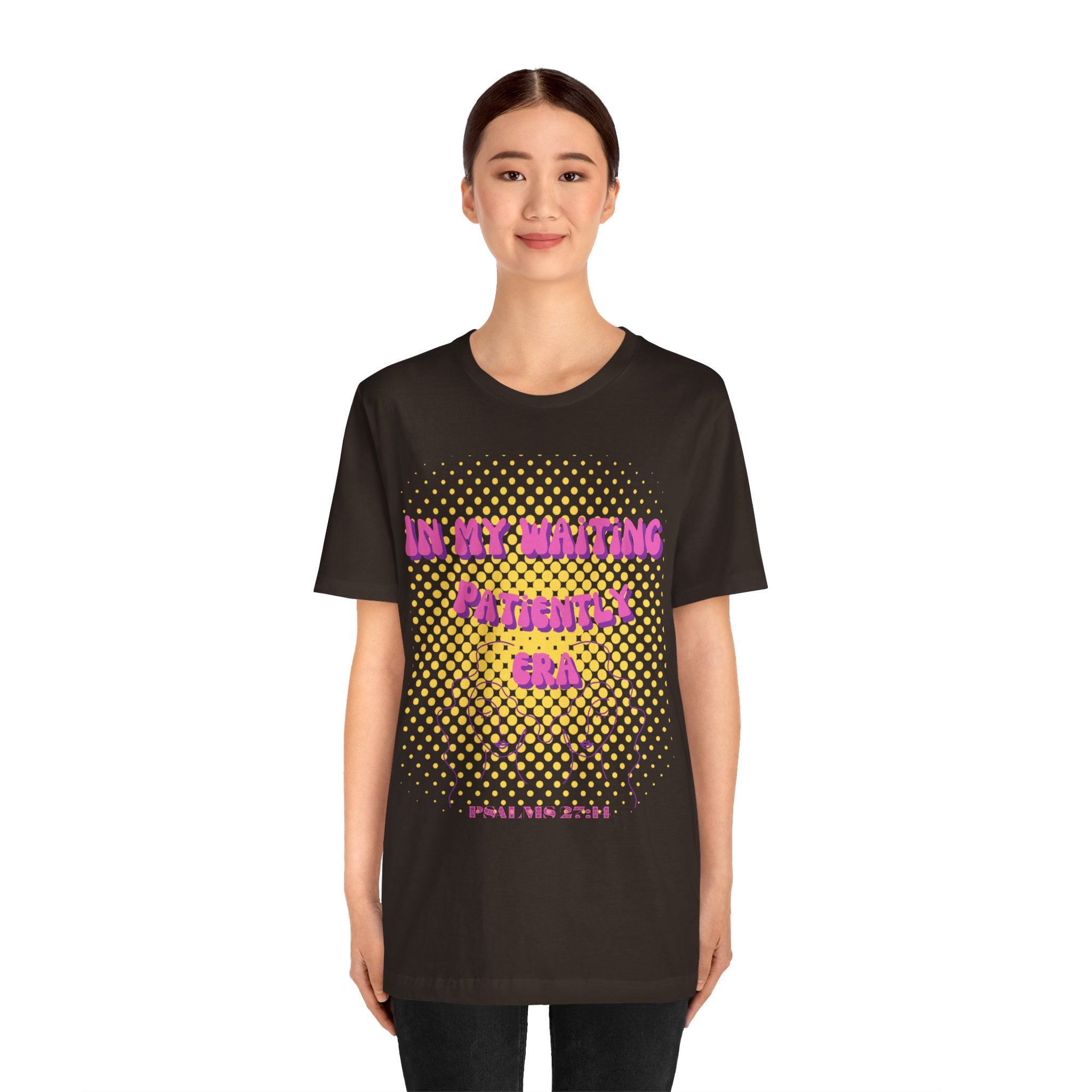 Women's 'In my Waiting Patiently Era' Tee - Yellow Graphic Jersey Short Sleeve