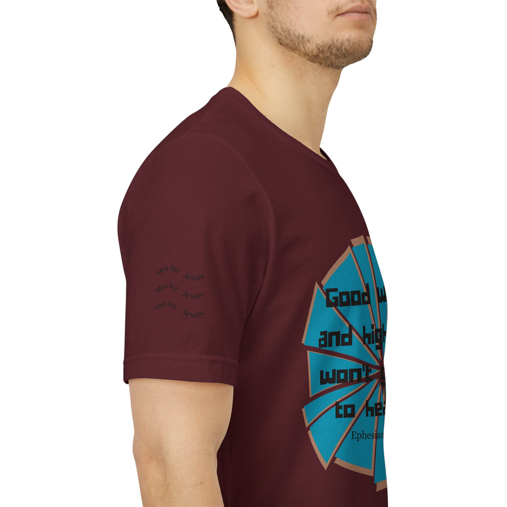 Mens Jersey Short Sleeve Tee- "Good works and high titles"