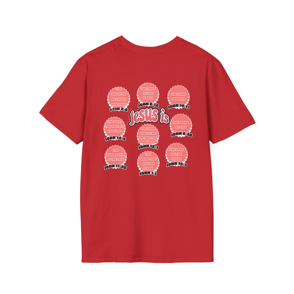 Women's 'Jesus is' T-Shirt — Inspirational Christian Scripture Tee (John 3:16, John 10:27)