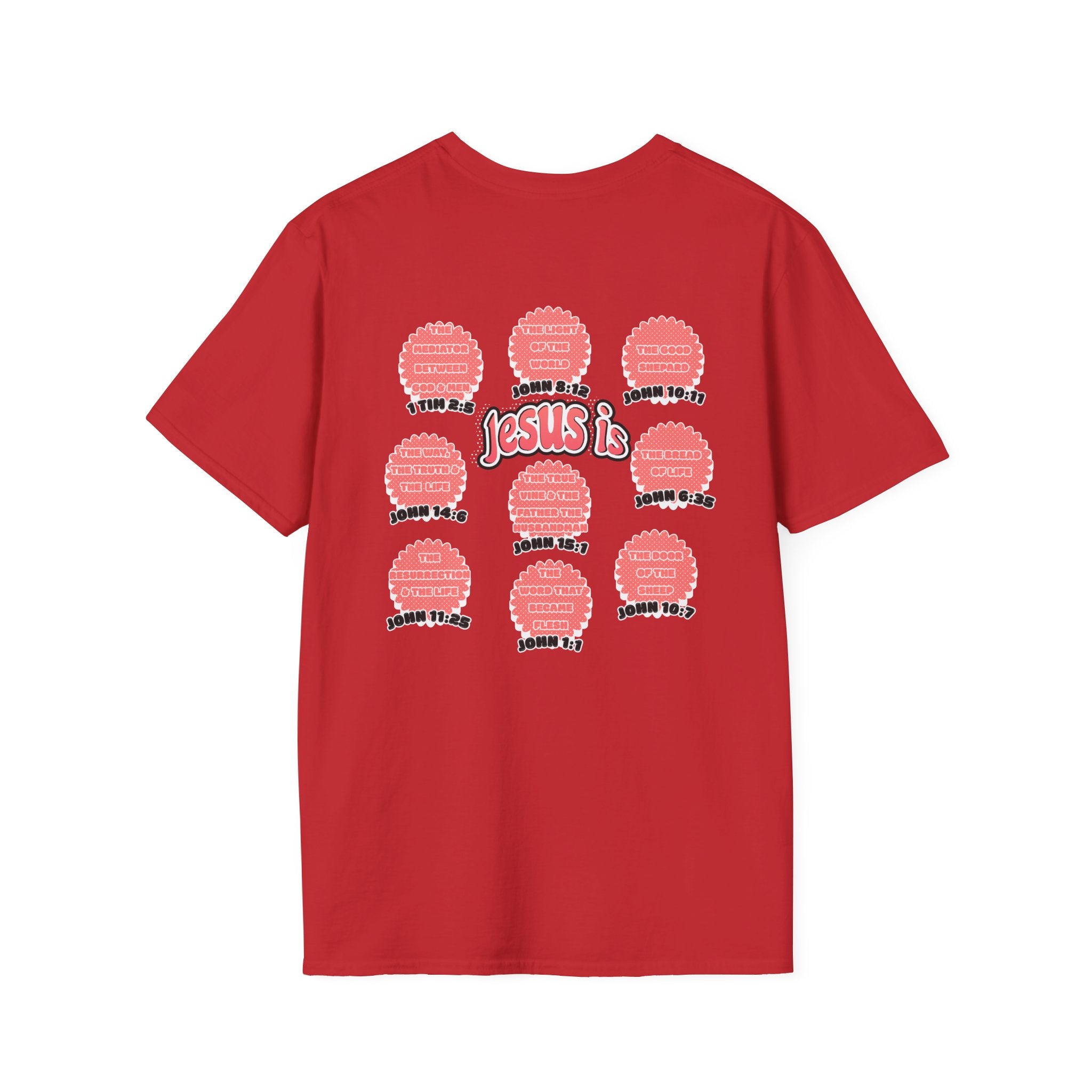 Women's 'Jesus is' T-Shirt — Inspirational Christian Scripture Tee (John 3:16, John 10:27)