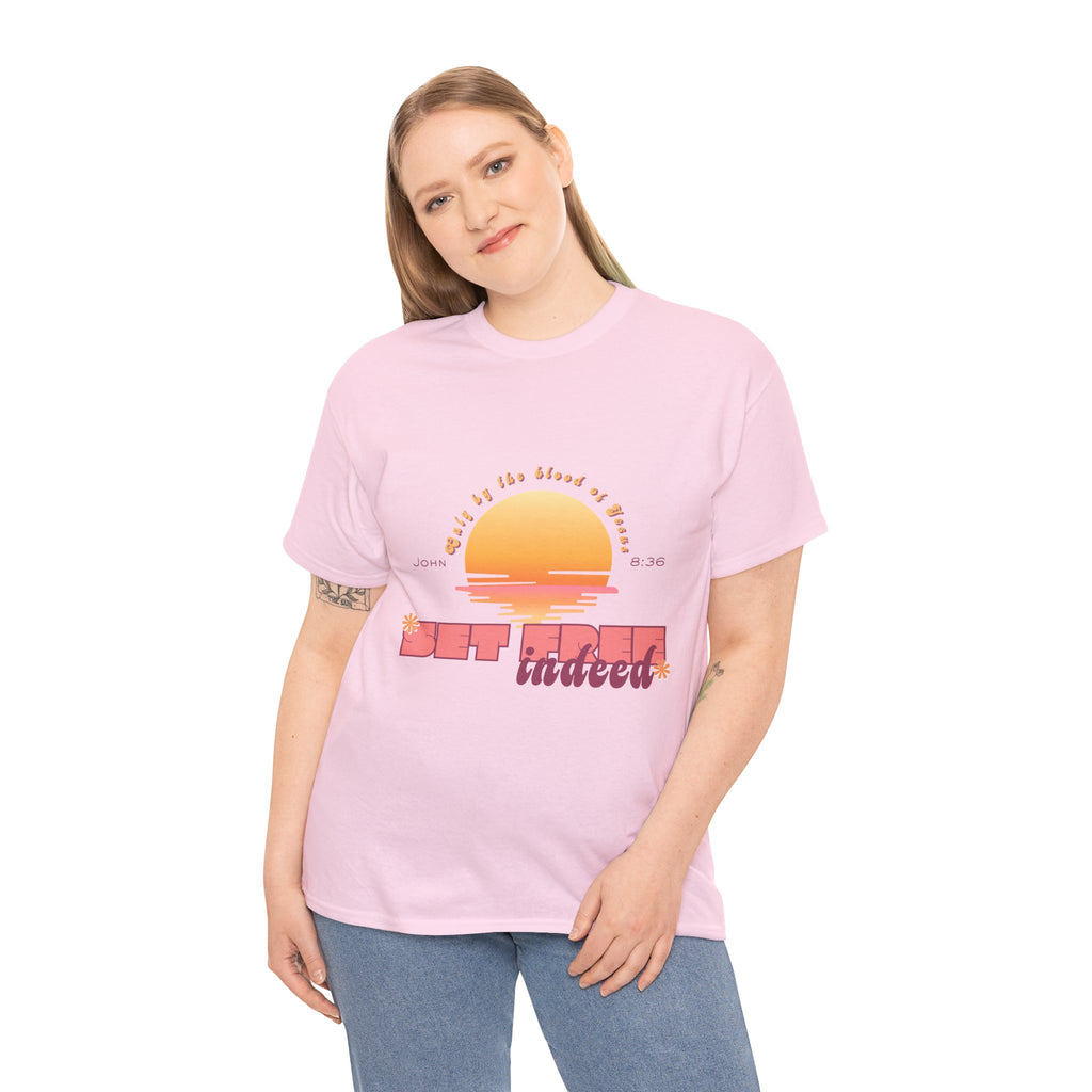 Women's 'Set free indeed' John 8:36- Heavy Cotton Tee