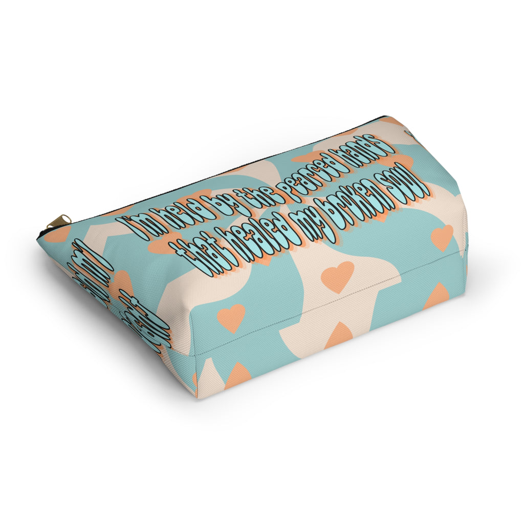 'I am held by the pearced hands that healed my broken soul'Accessory Pouch — Inspirational Bag