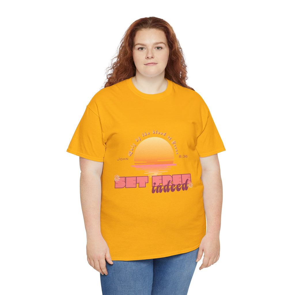 Women's 'Set free indeed' John 8:36- Heavy Cotton Tee