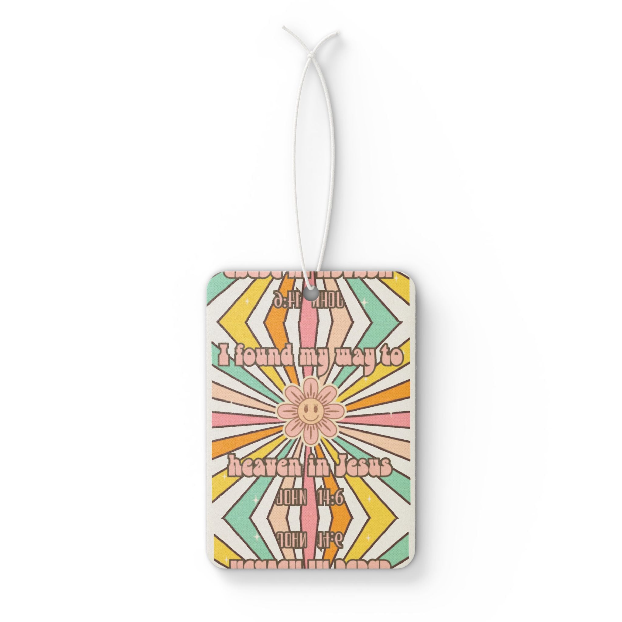 Retro Sunflower Car Air Freshener — "John 14:6"