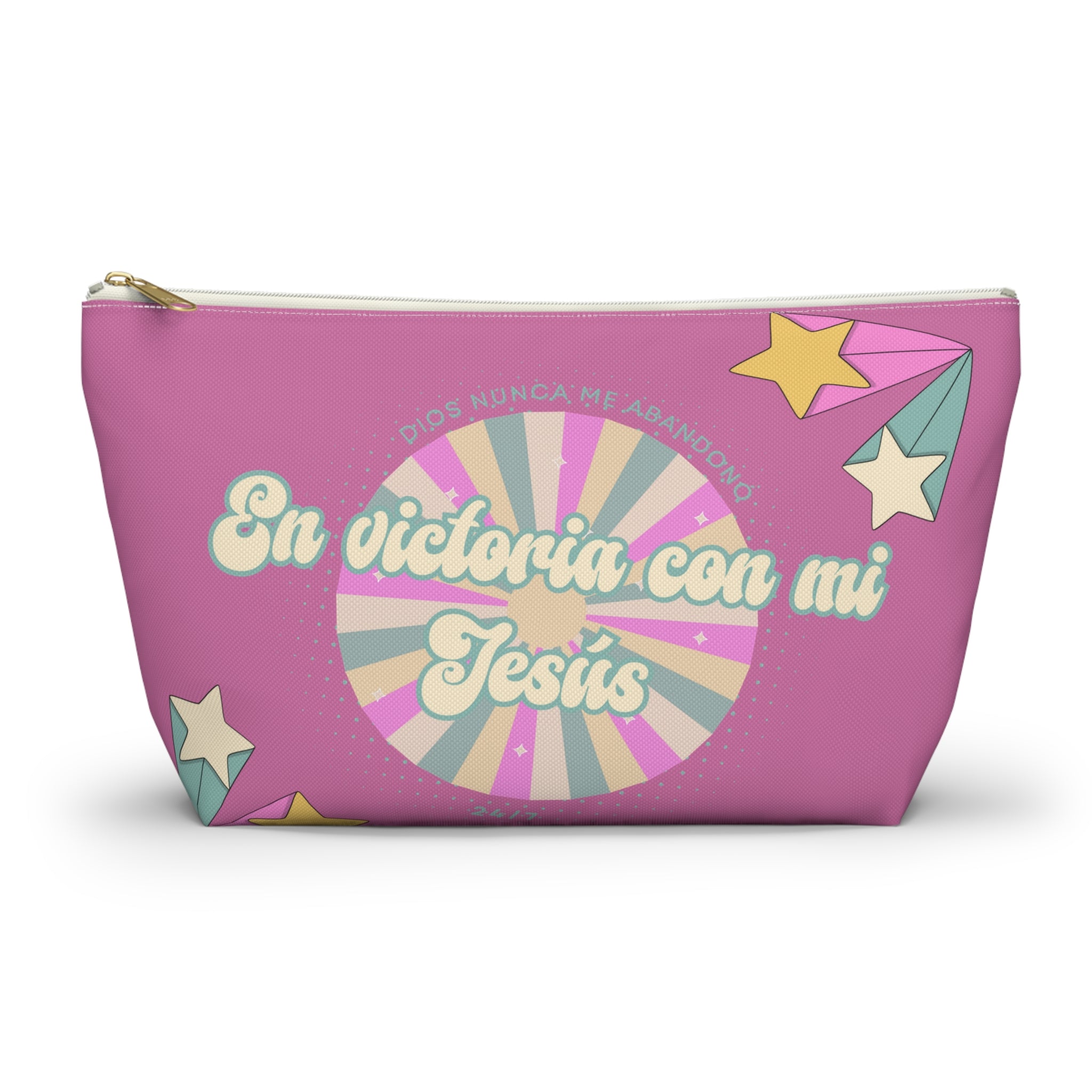 En victoria con mi Jesús Accessory Pouch — Pink Faith Bag