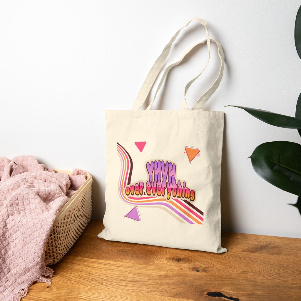 Retro 'YHVH over Everything' Cotton Tote Bag