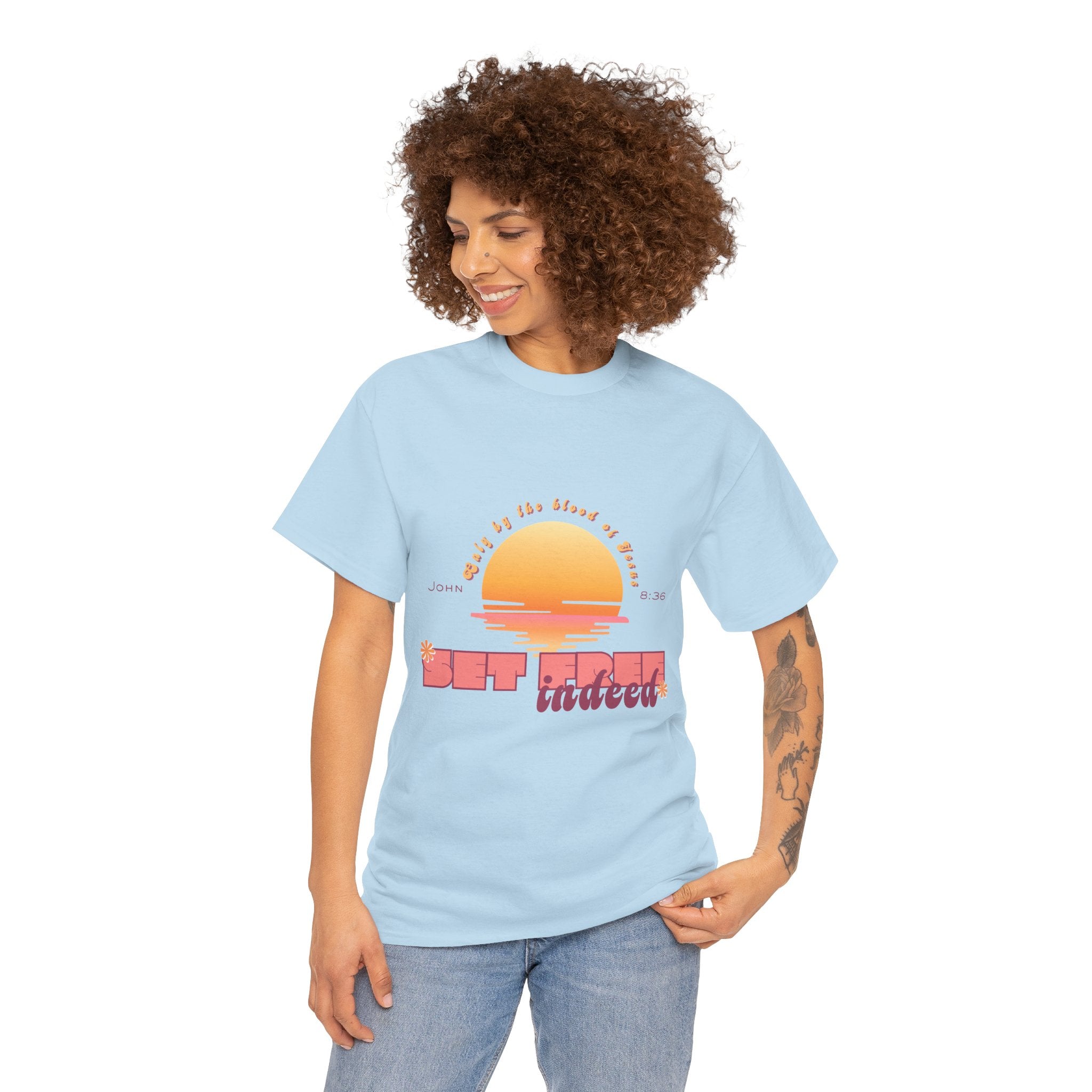 Women's 'Set free indeed' John 8:36- Heavy Cotton Tee