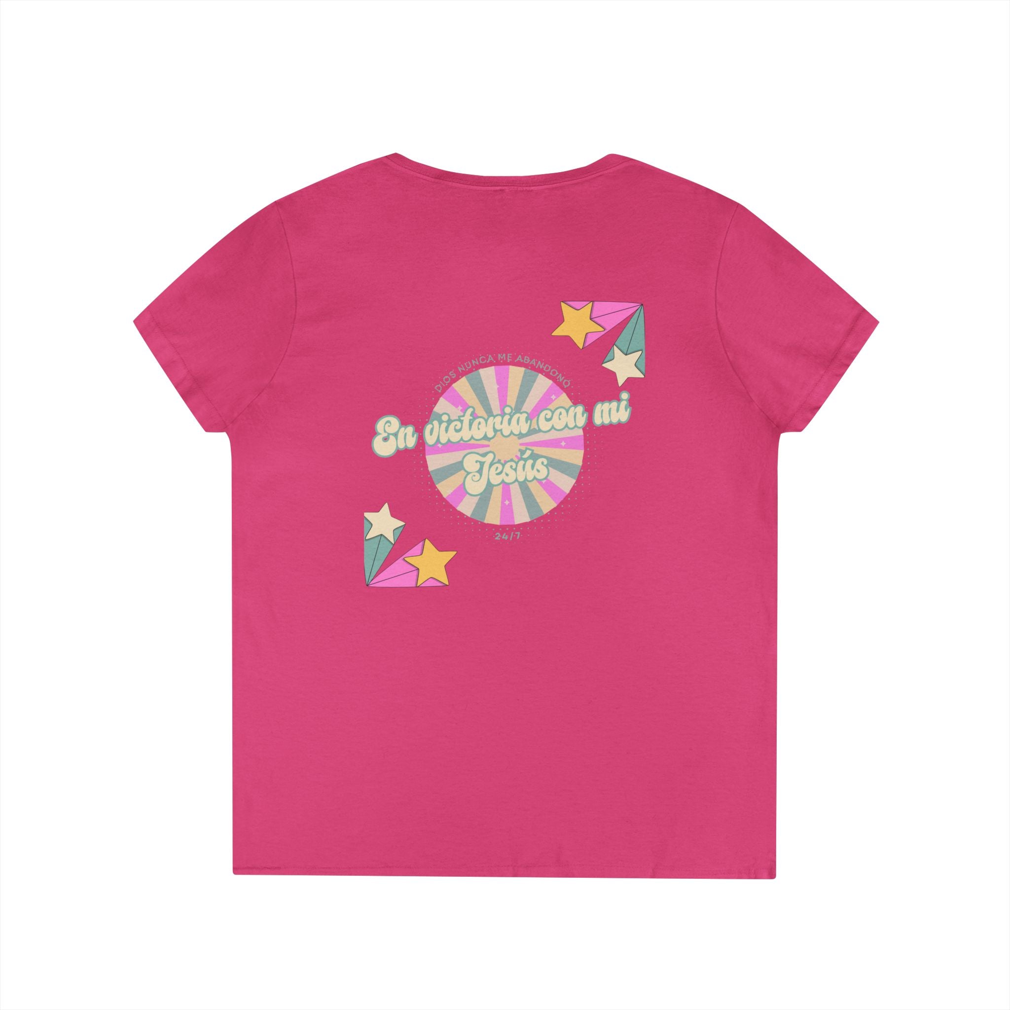 Camisa cuello V-Neck — "En victoria con mi Jesús" Para Mujeres