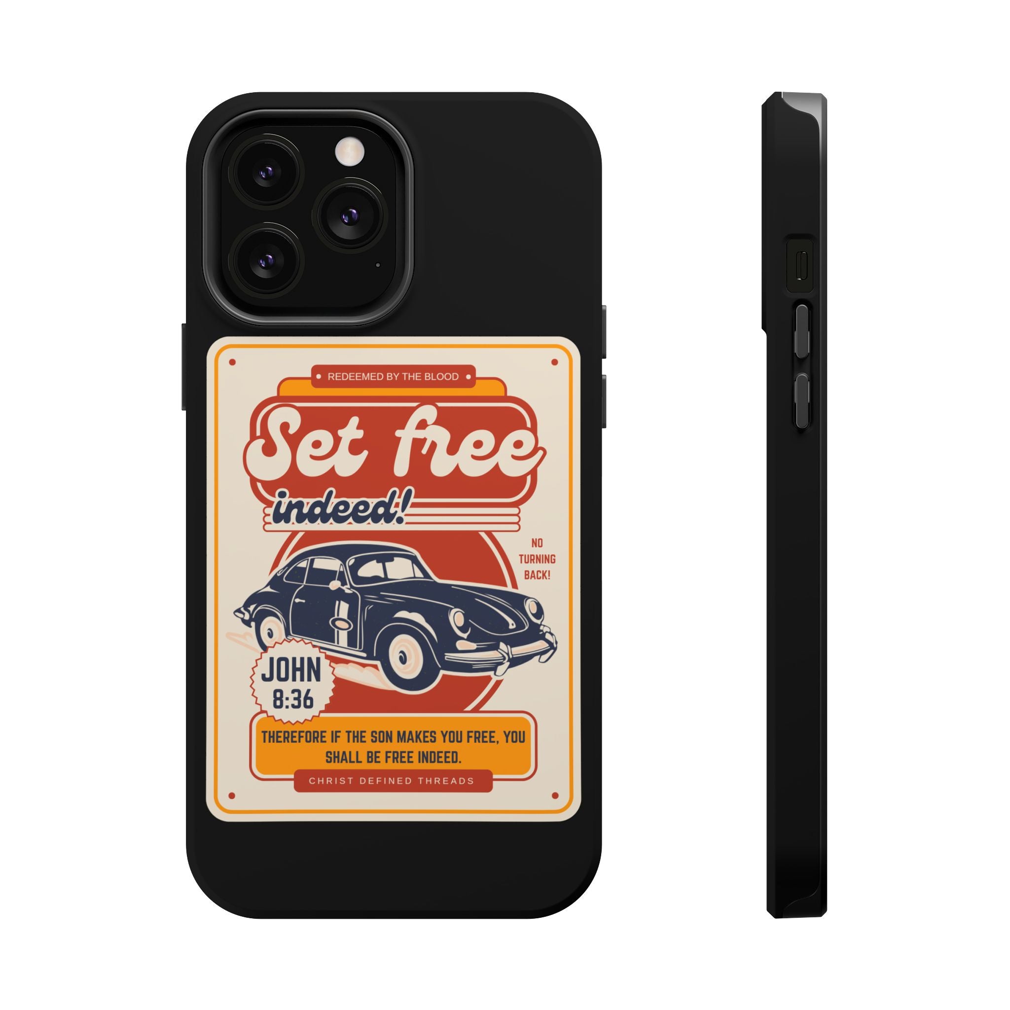 Men's 'Set free indeed' Vintage Graphic Phone Case — Magnetic Impact-Resistant