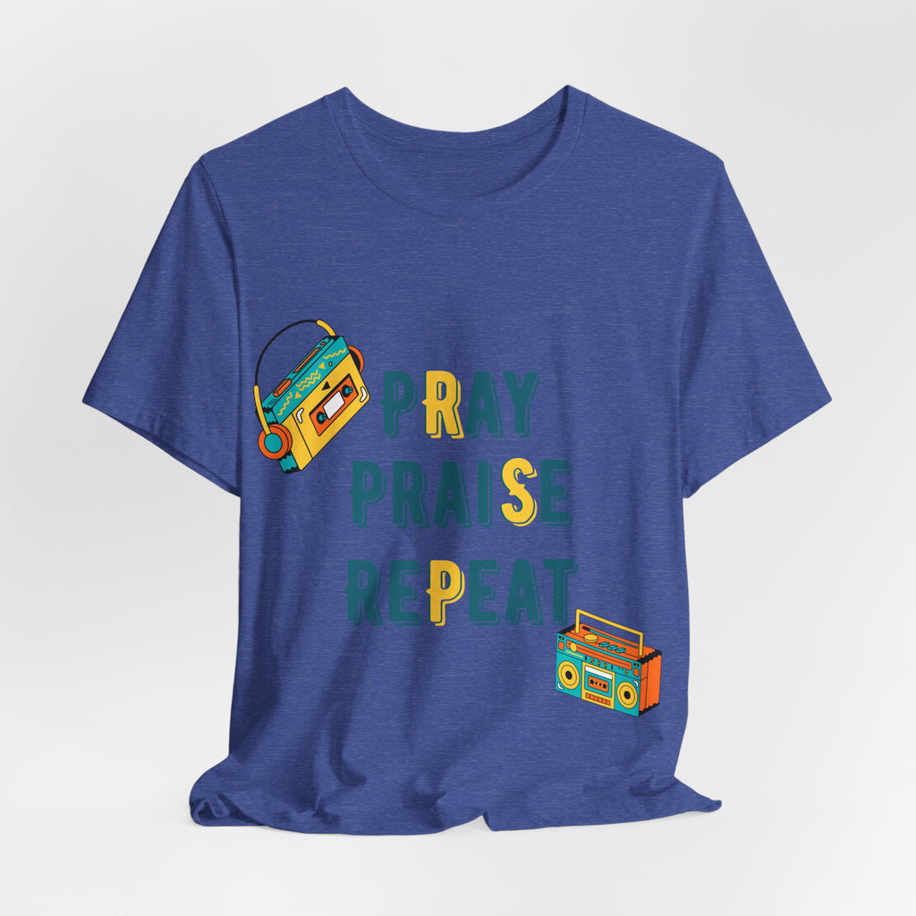 Men's Pray Praise Repeat T-Shirt — Vintage Boombox Christian Tee