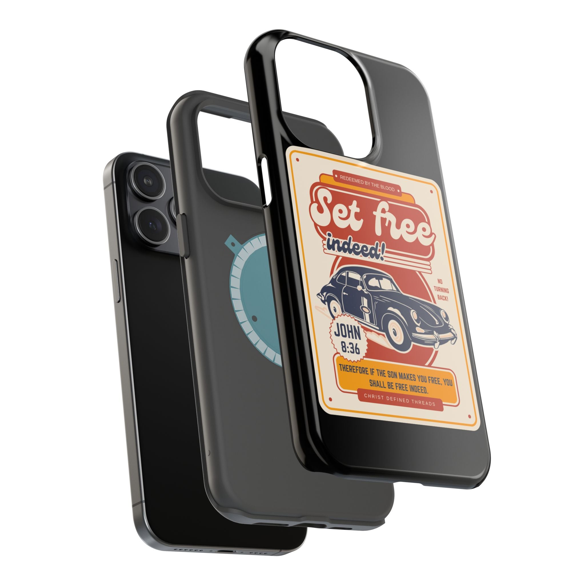 Men's 'Set free indeed' Vintage Graphic Phone Case — Magnetic Impact-Resistant