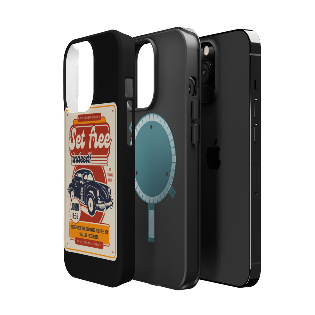 Men's 'Set free indeed' Vintage Graphic Phone Case — Magnetic Impact-Resistant