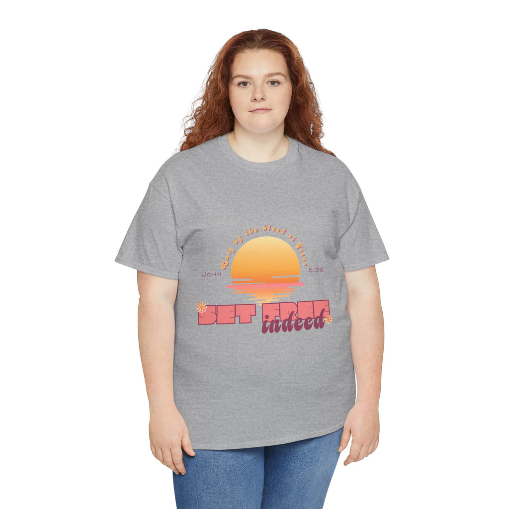 Women's 'Set free indeed' John 8:36- Heavy Cotton Tee