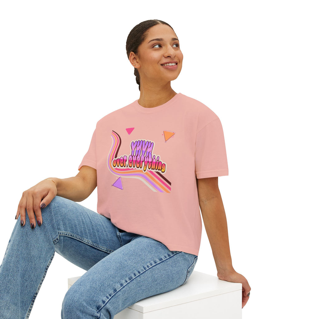 Retro 'YHVH over everything' Boxy Tee — Women's 90s Vibe Graphic T-Shirt