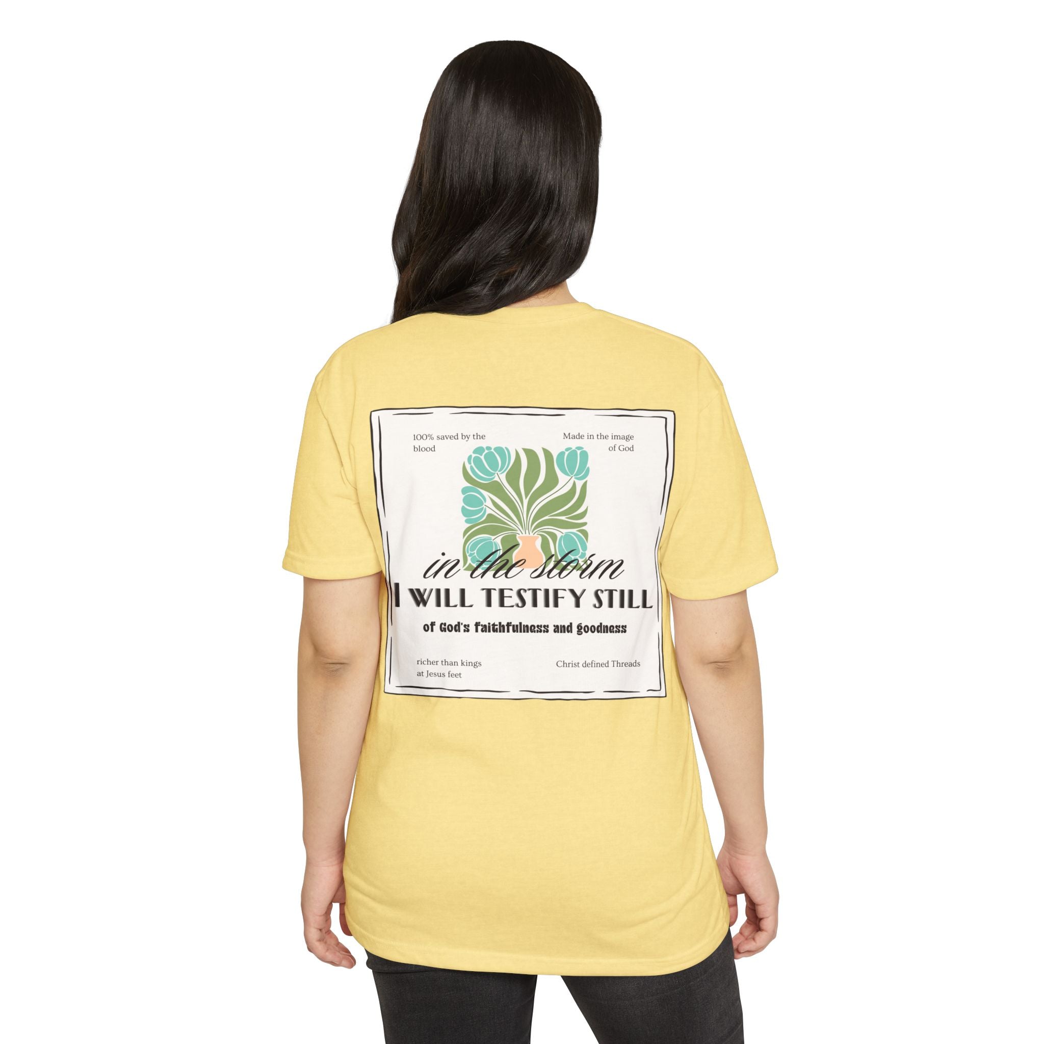 Women's  Faith Graphic T-Shirt — "In the Storm I Will Testify Still" Christian Tee
