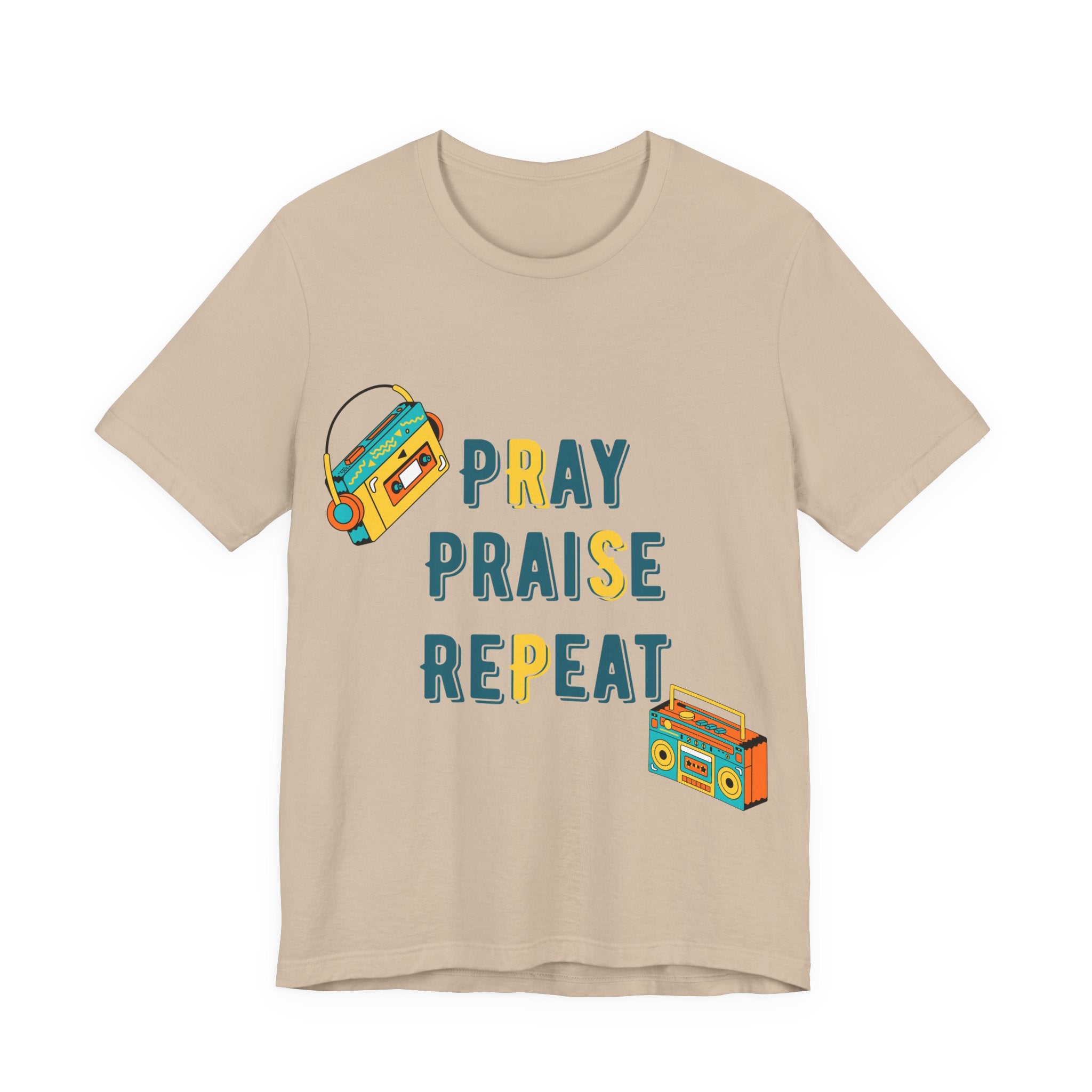 Men's Pray Praise Repeat T-Shirt — Vintage Boombox Christian Tee