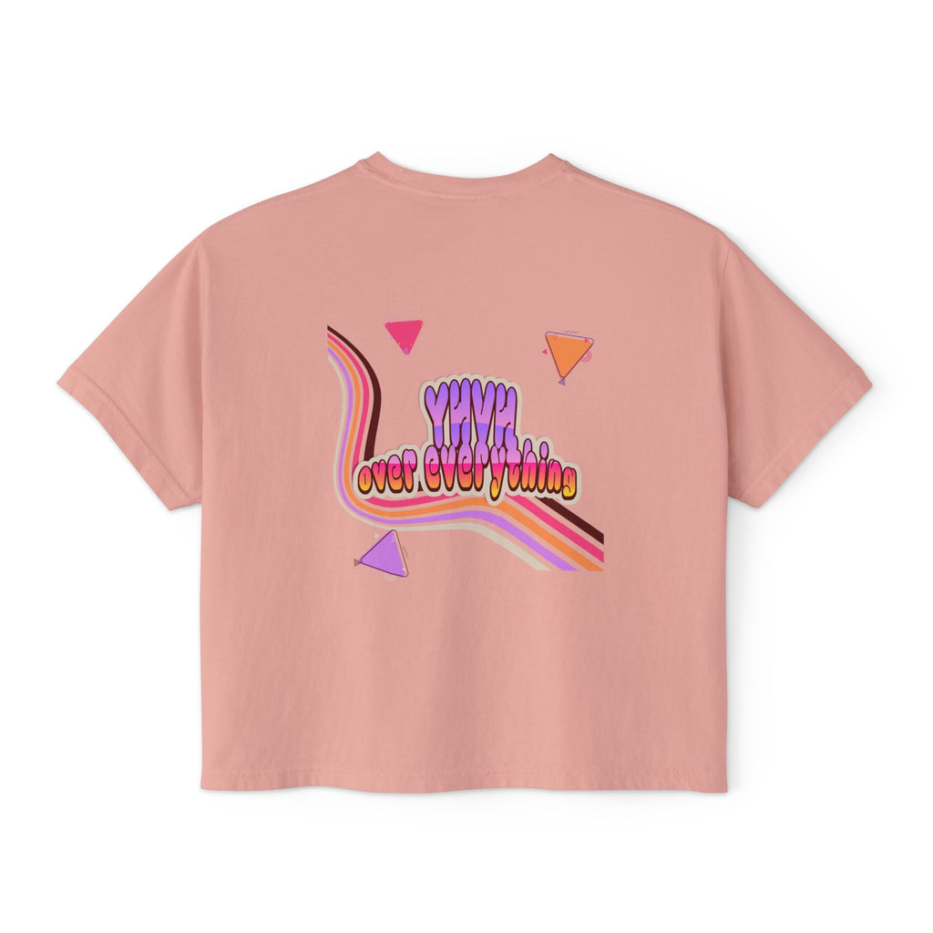 Retro 'YHVH over everything' Boxy Tee — Women's 90s Vibe Graphic T-Shirt