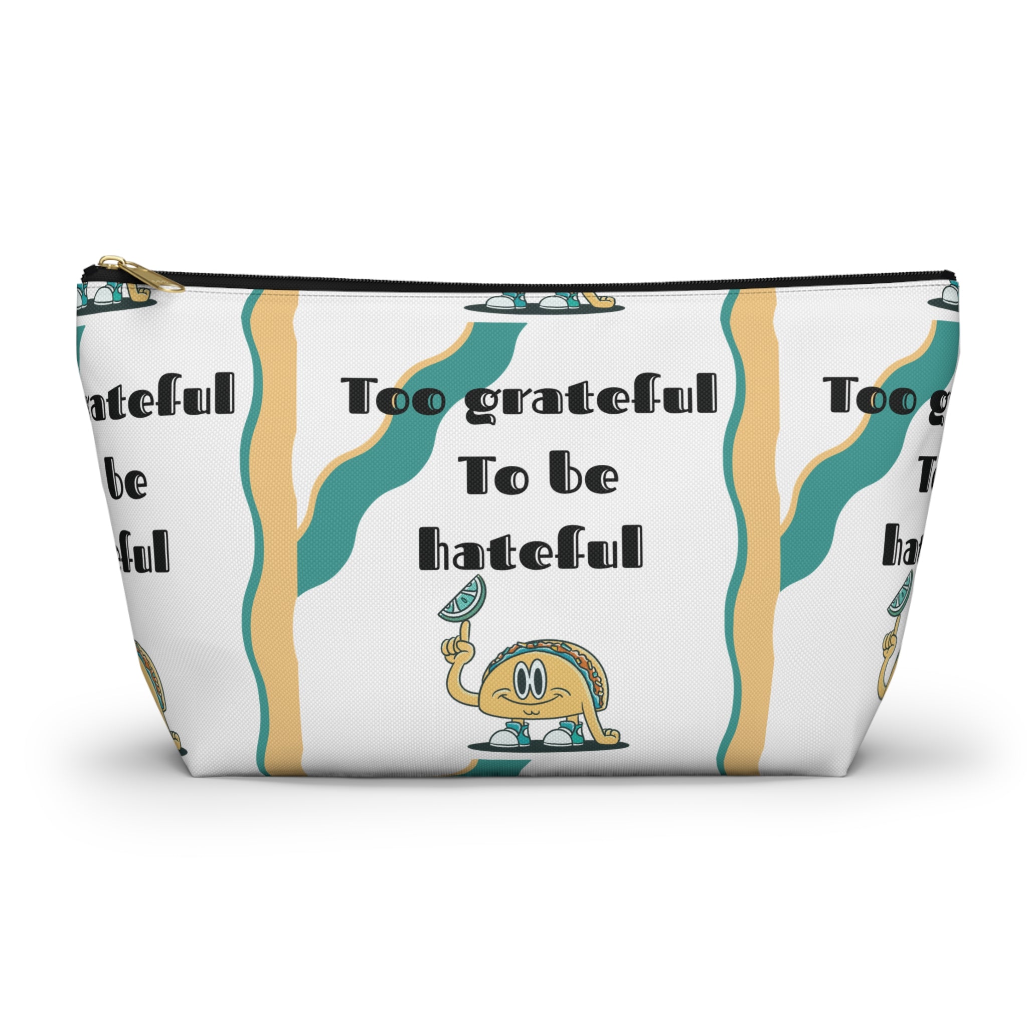 Too Grateful To Be Hateful Accessory Pouch — Retro Smiley Bag