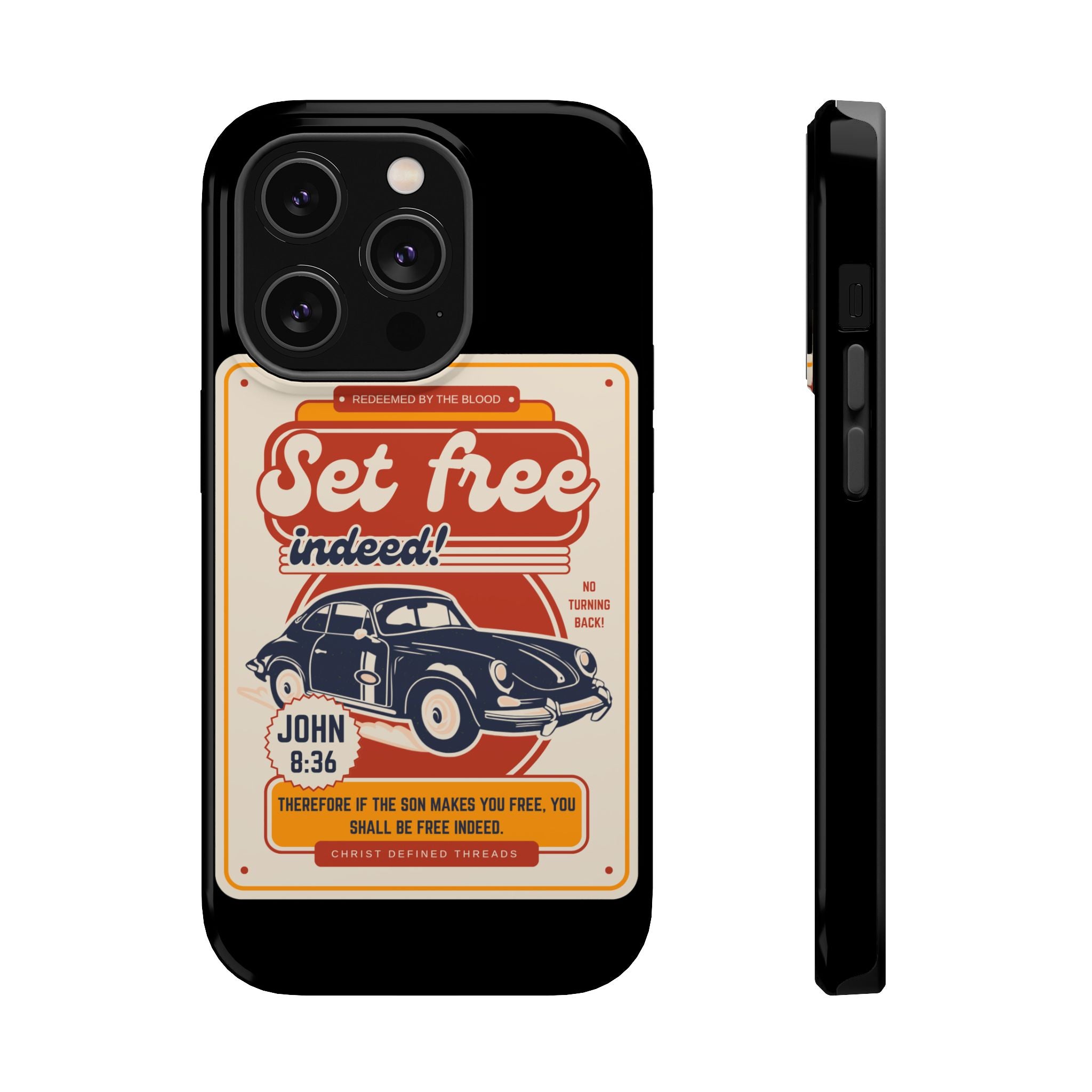 Men's 'Set free indeed' Vintage Graphic Phone Case — Magnetic Impact-Resistant